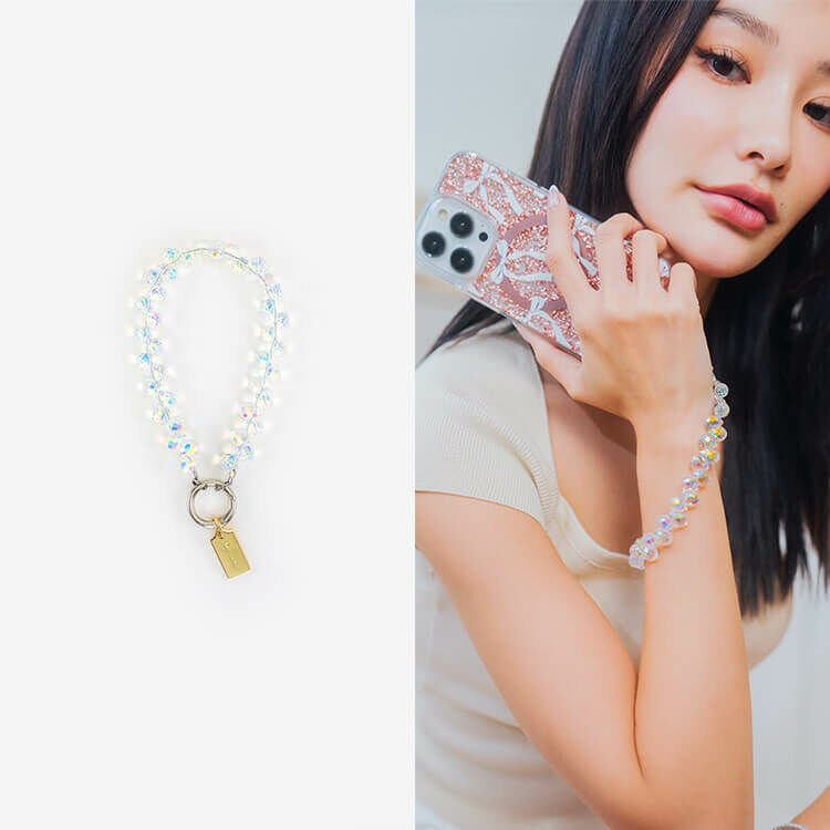 奢華水滴晶(璀璨晶透白) 串珠手腕繩 短掛繩  串珠掛繩