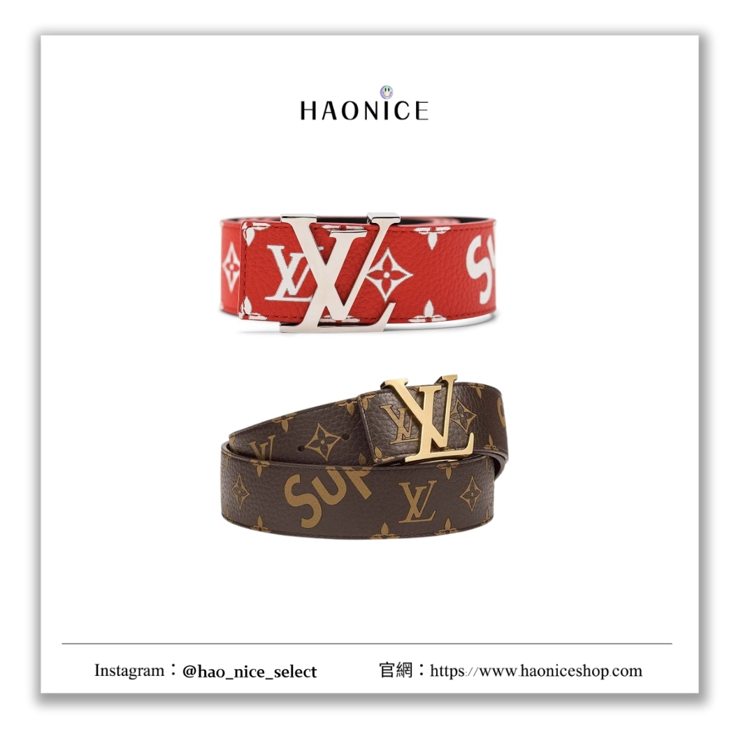 【HAO NICE】100%正品 LOUIS VUITTON x SUPREME 潮流精品🔥聯名款復古老花皮革腰帶 皮帶