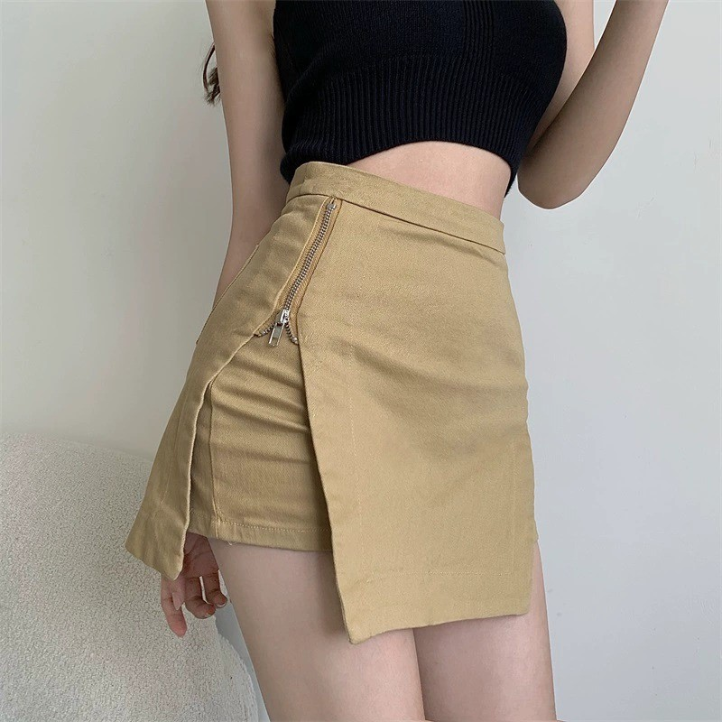 High-Waisted Split Denim Skirt