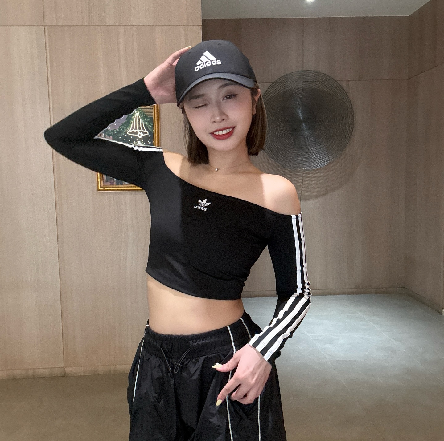 ADIDAS Twill Baseball Cap運動帽 黑白 棒球帽 男女 帽子