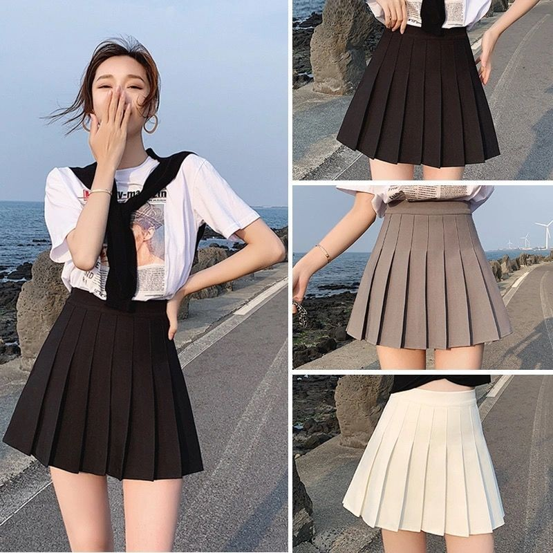 [2 PCS FOR RM50] High-Waisted JK Pleated Skirt with Safety Shorts