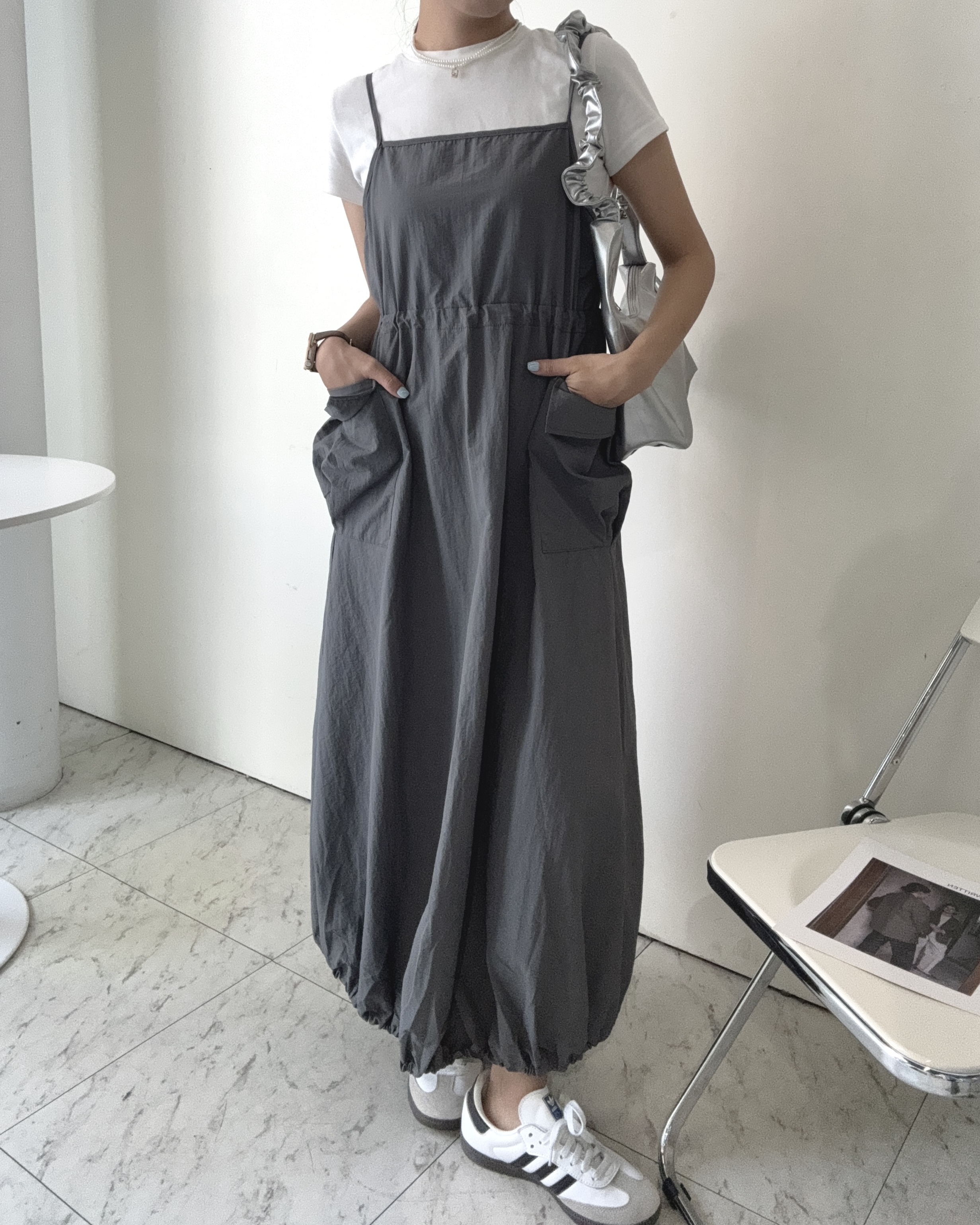 夏季必收工裝抽繩洋裝-2048