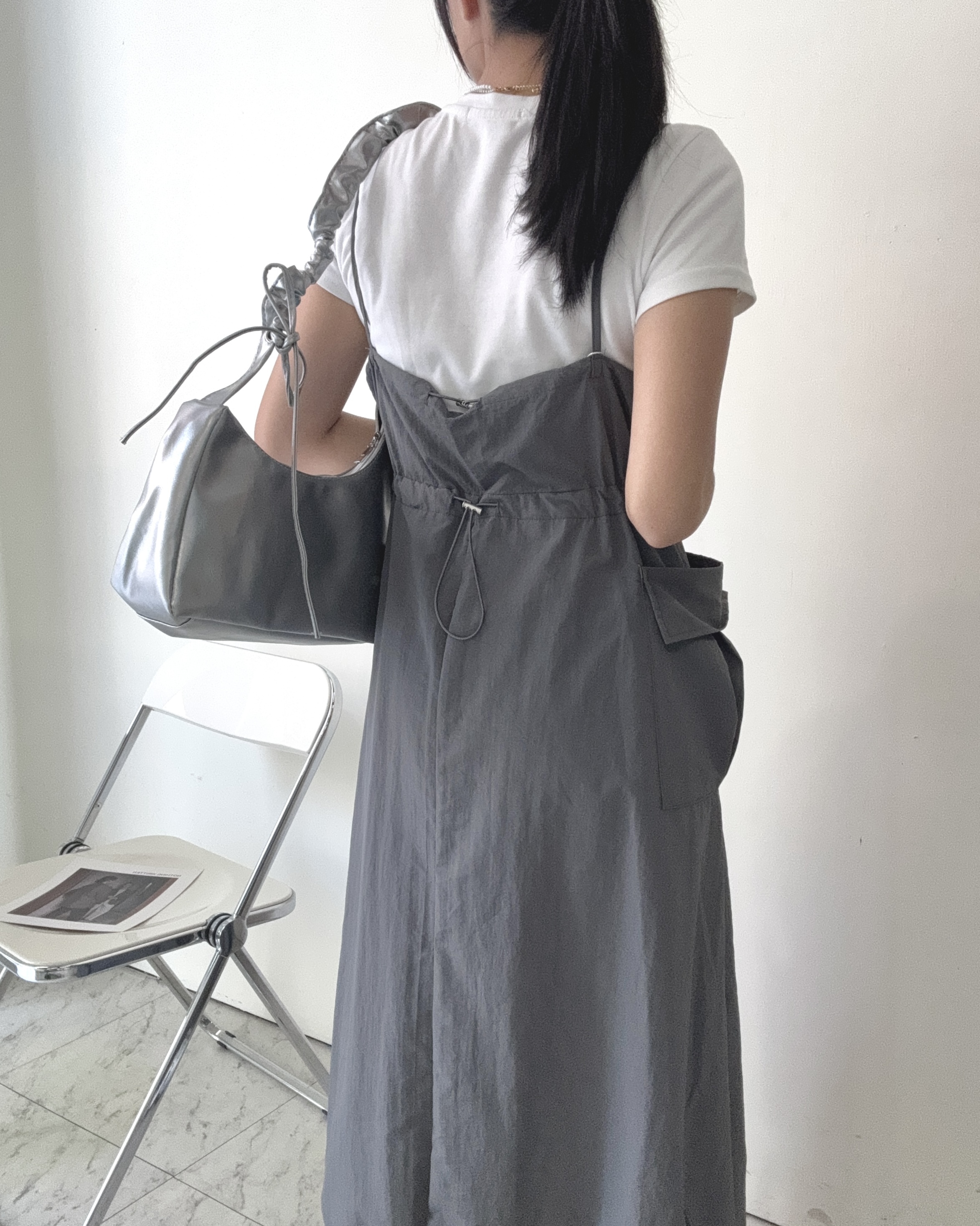 夏季必收工裝抽繩洋裝-2048