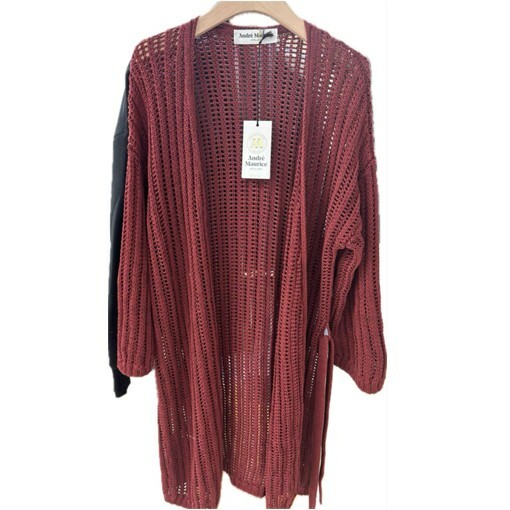 1AN0406-002 ANDRÈ MAURICE Maxi Cardigan Burgundy #230104_Amarena (C-EU-E)