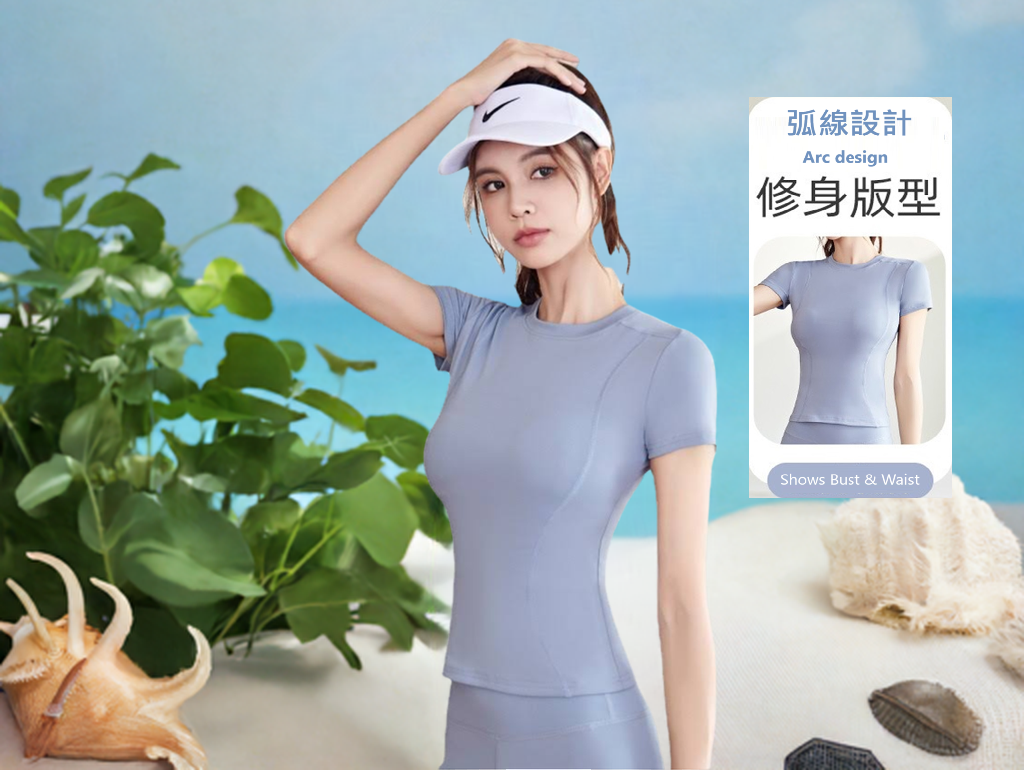 Black spruce-Women's Slim fit Yoga sport Workout Running Perspiration Quick-dry Short sleeve黑雲杉-瑜珈運動健身修身顯瘦吸排速乾短袖女