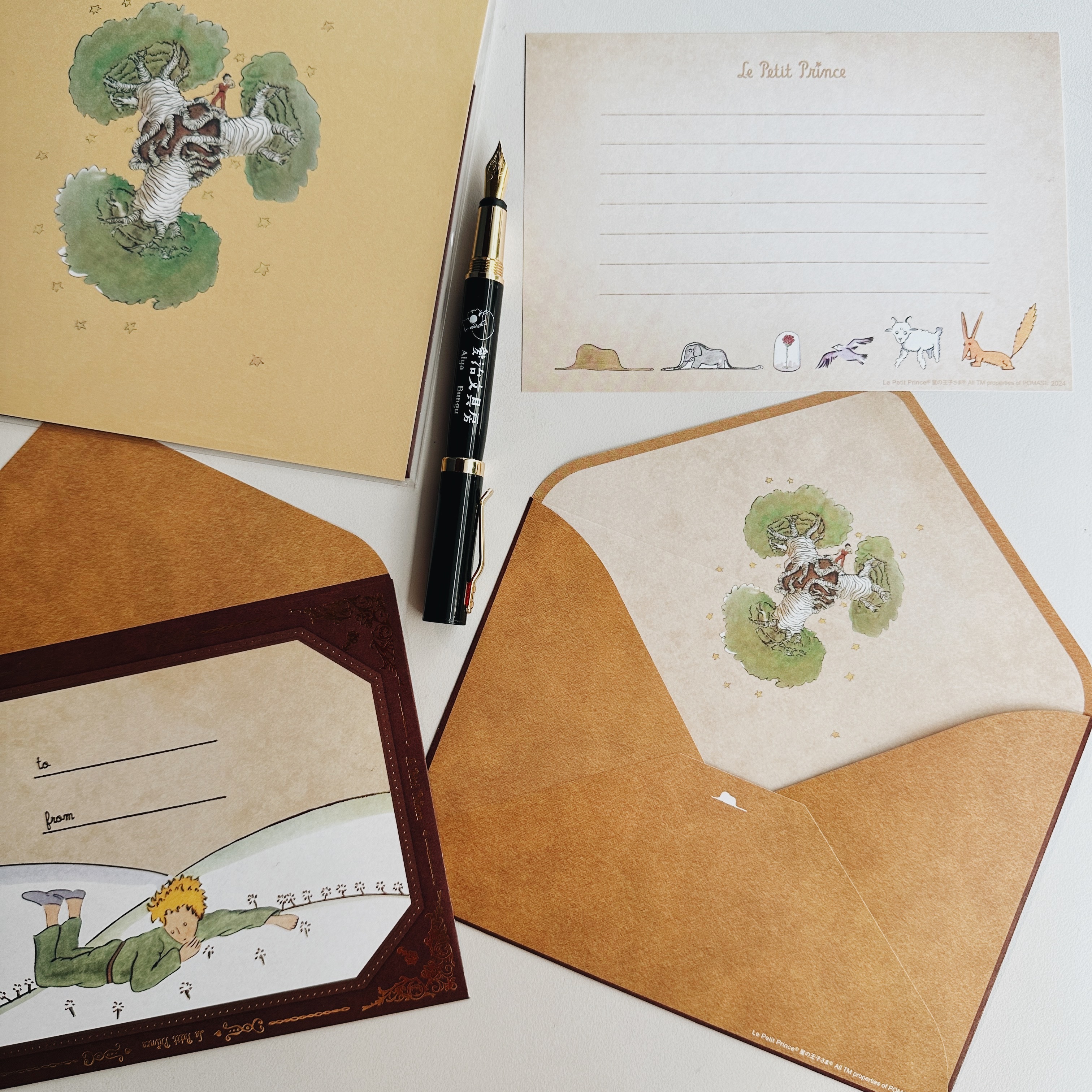 小王子_麵包樹 燙金信紙信封組｜日本ROKKAKU