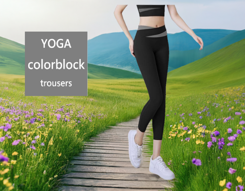 Black spruce-Women's Color matching Yoga No-awkward line Sports trouser 黑雲杉-拼色瑜珈無尷尬線運動長褲女