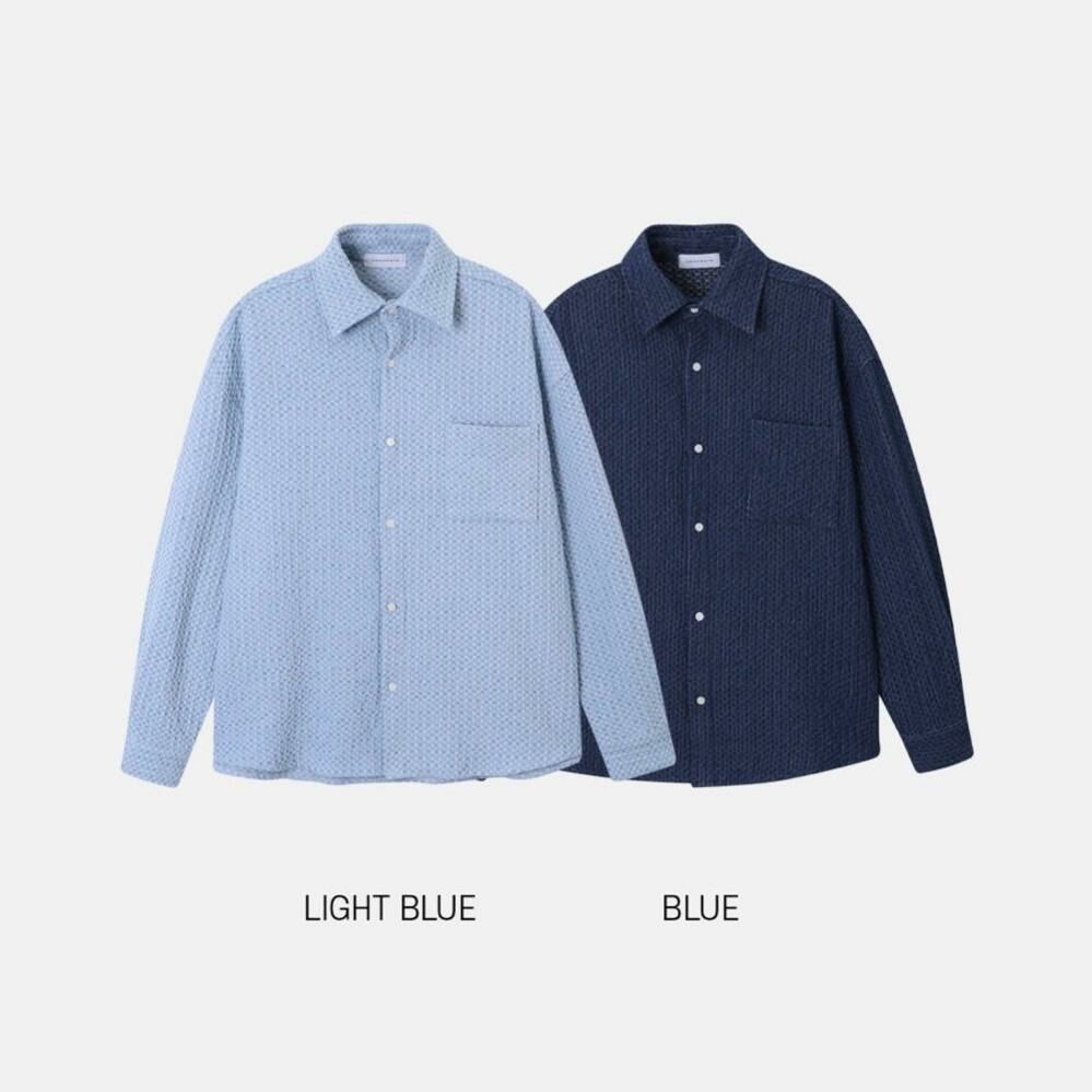 淨色暗紋長袖恤衫 CONCRETE-013S