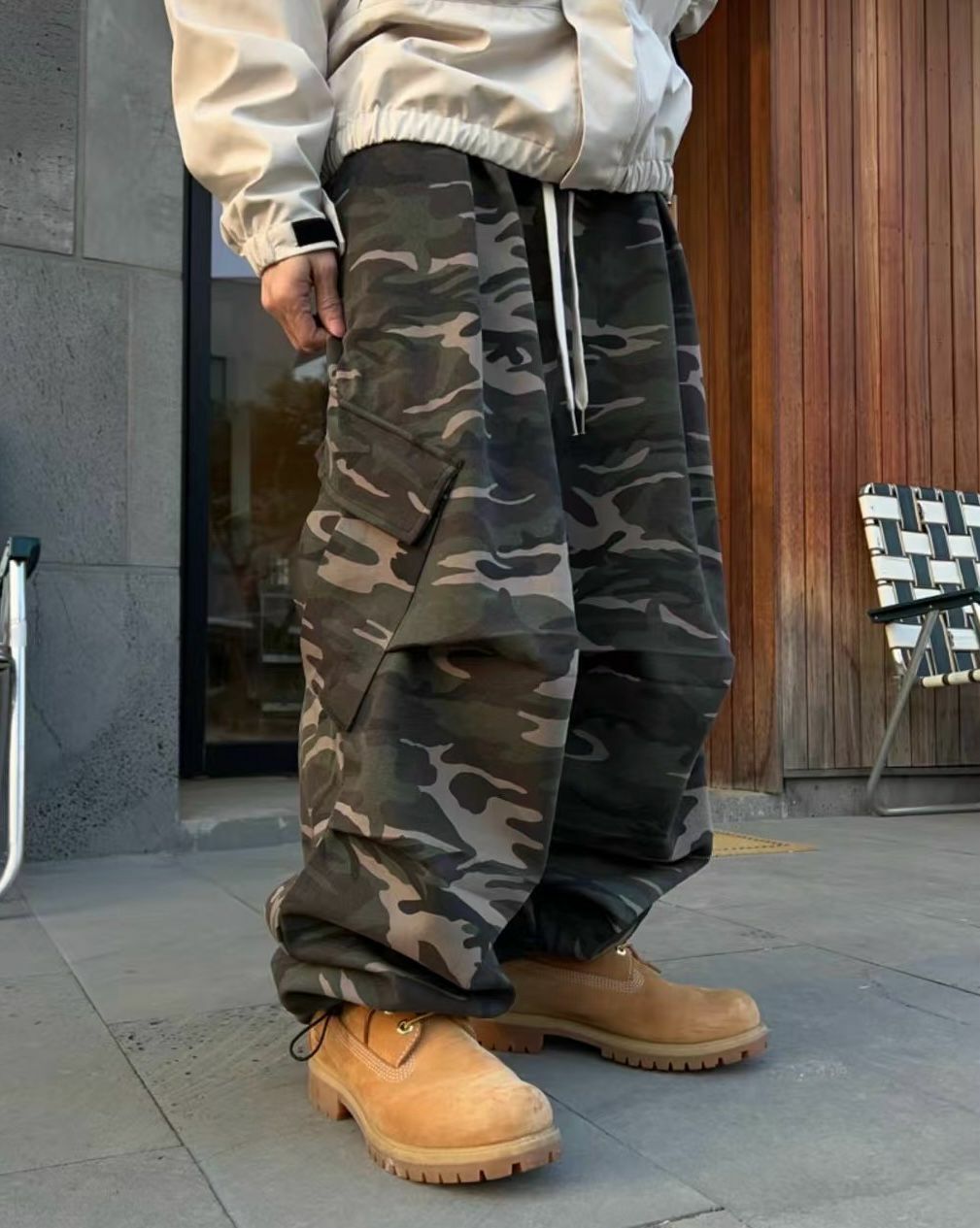 迷彩可束腳工裝鬆身褲 CONCRETE-015P