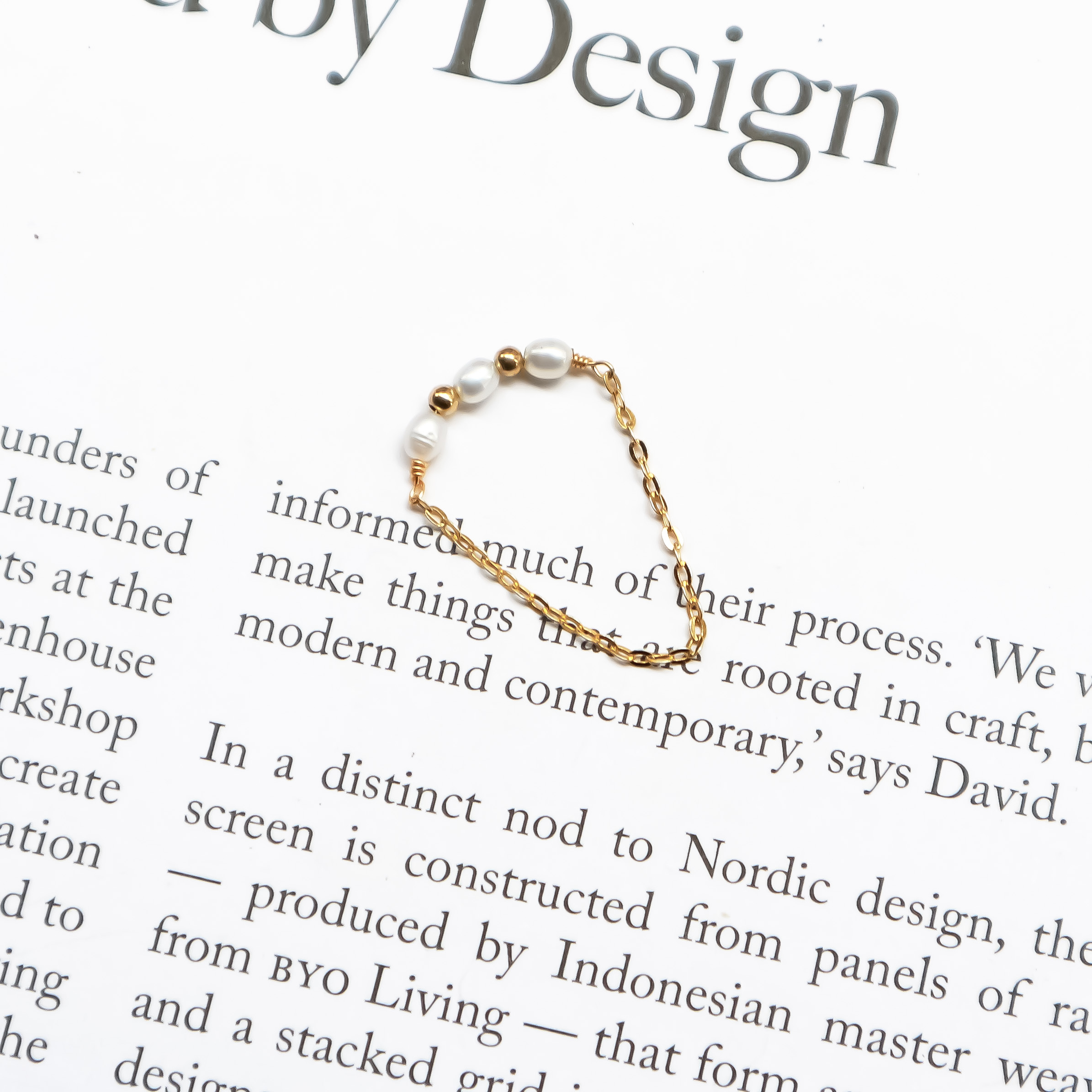 小米珍珠 鍊戒｜14K注金｜