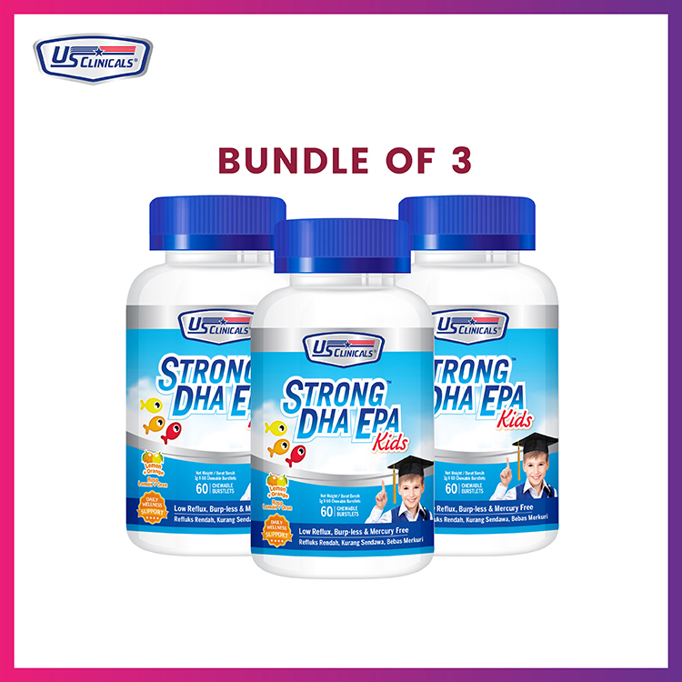 US Clinicals Strong DHA EPA Kids 60 chewable burstlets