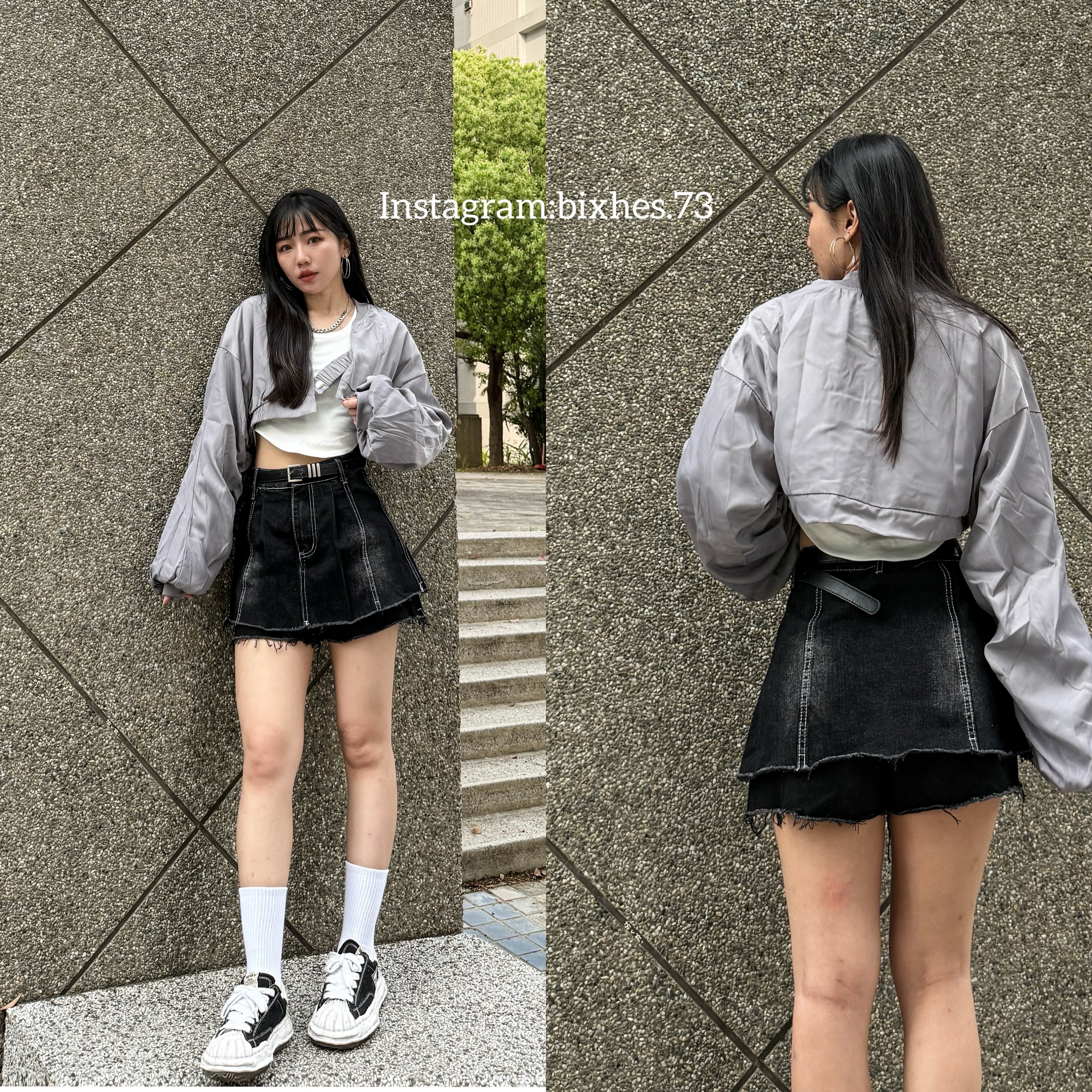 美式刷色設計感褲裙(D00050)