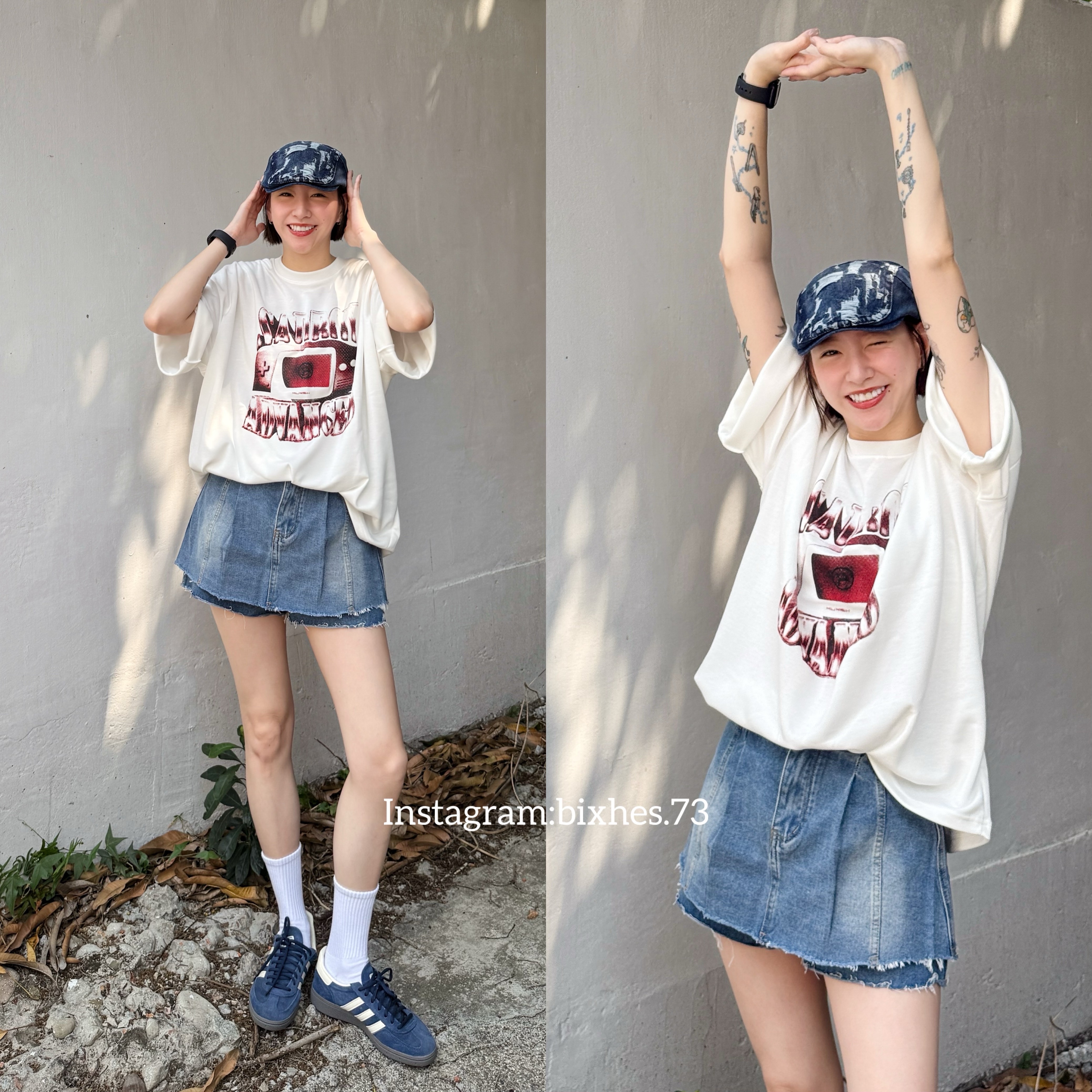 美式刷色設計感褲裙(D00050)