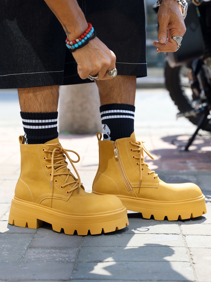 厚底增高步行靴