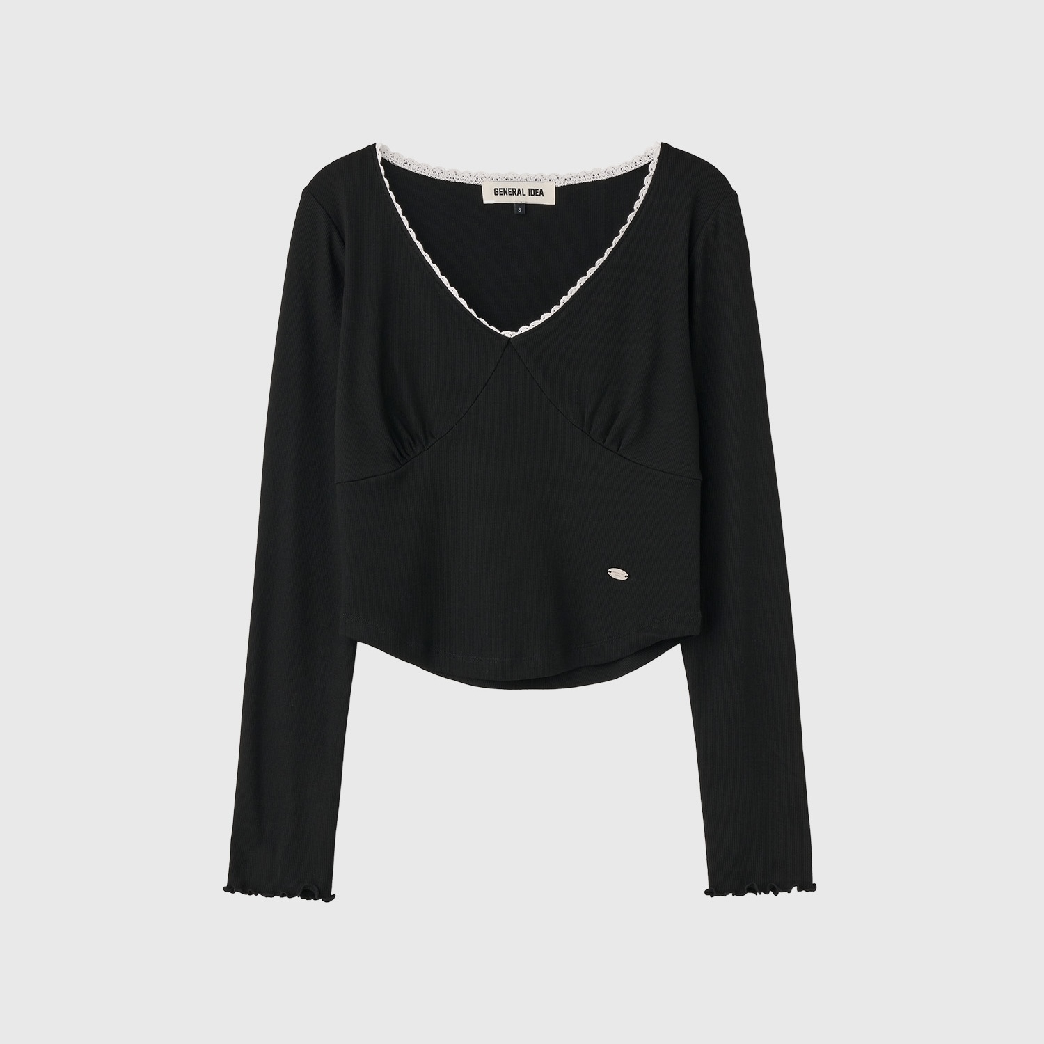 【GENERAL IDEA】Lace Ribbed V-Neck ティーシャツ GENERAL IDEA] LACE RIBBED V-NECK T-SHIRT