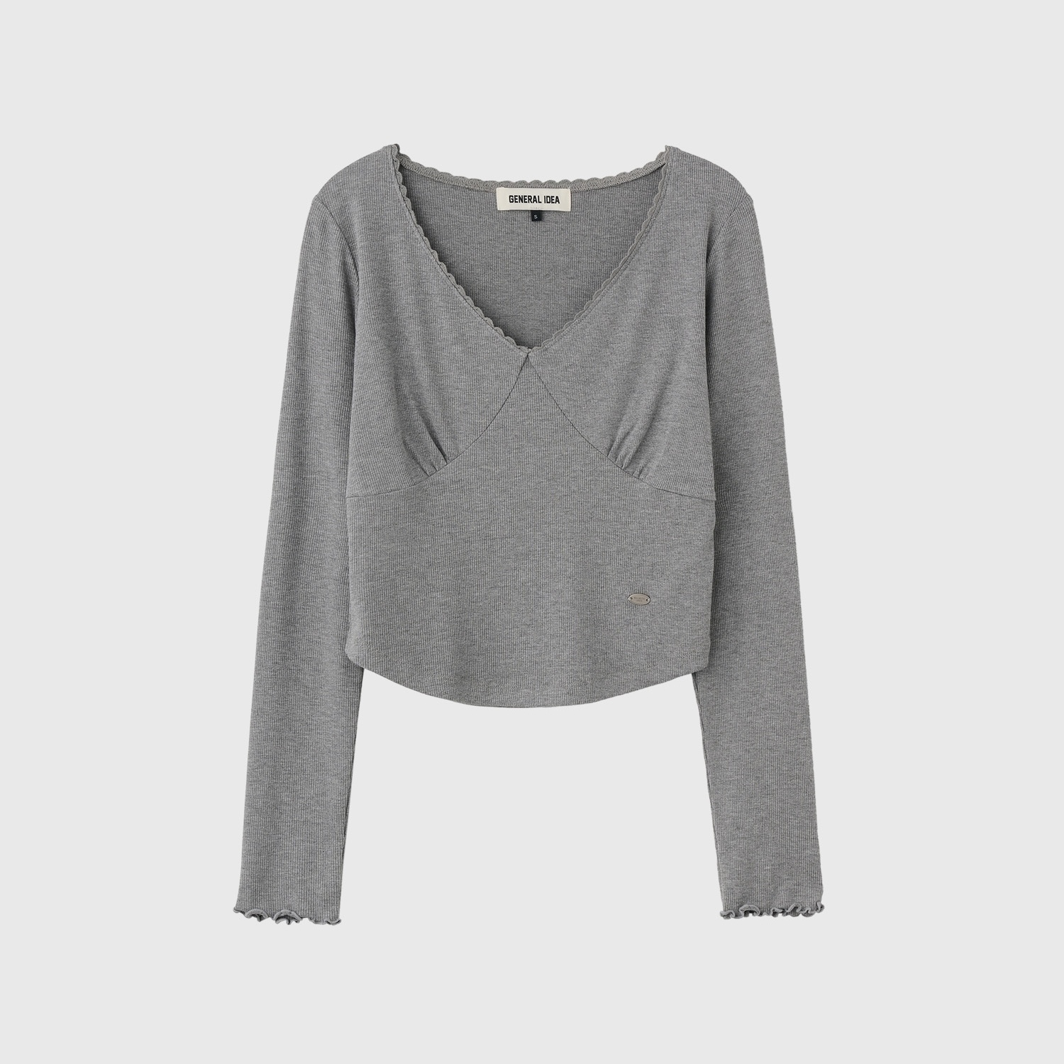 [GENERAL IDEA] LACE RIBBED V-NECK T-SHIRT