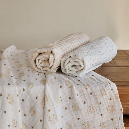 (超福利款) DTD多用途棉紗蓋毯3件套裝(91x102)