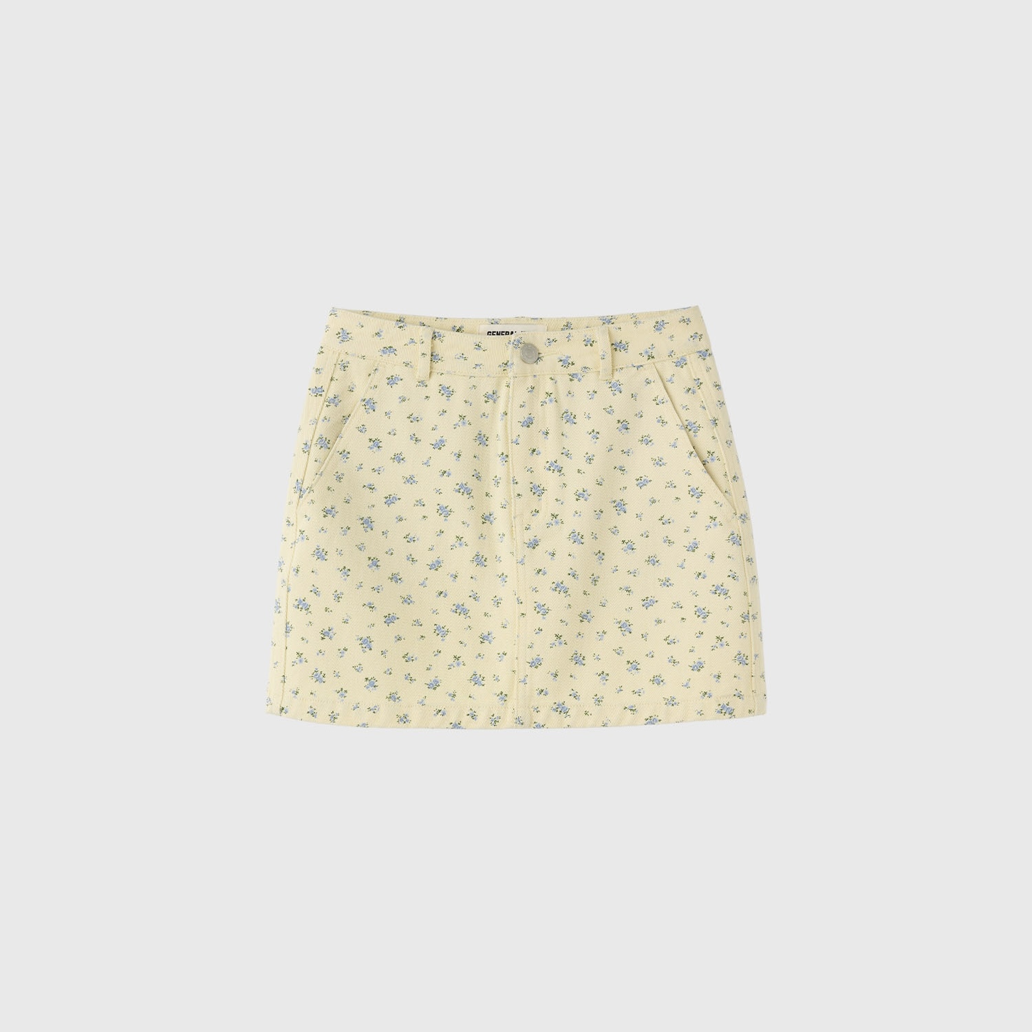 [GENERAL IDEA] FLOWER COTTON DENIM MINI SKIRT