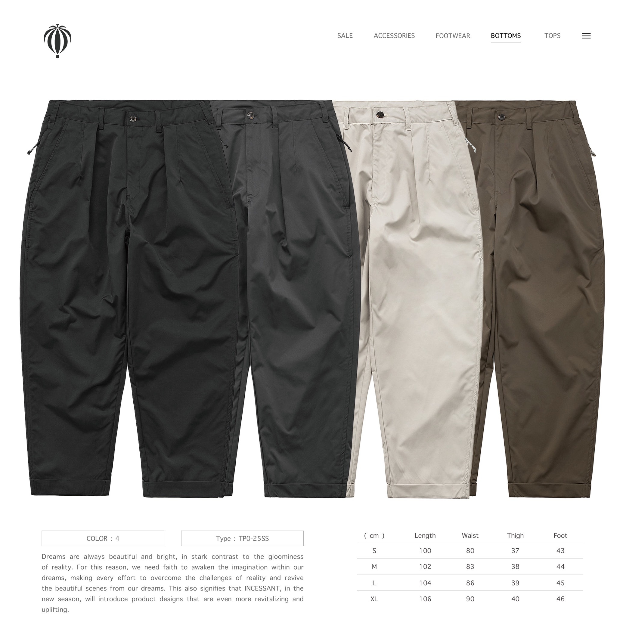 INCESSANT® - 25SS Teflon Tapered Chino Pants " TP0-25SS "