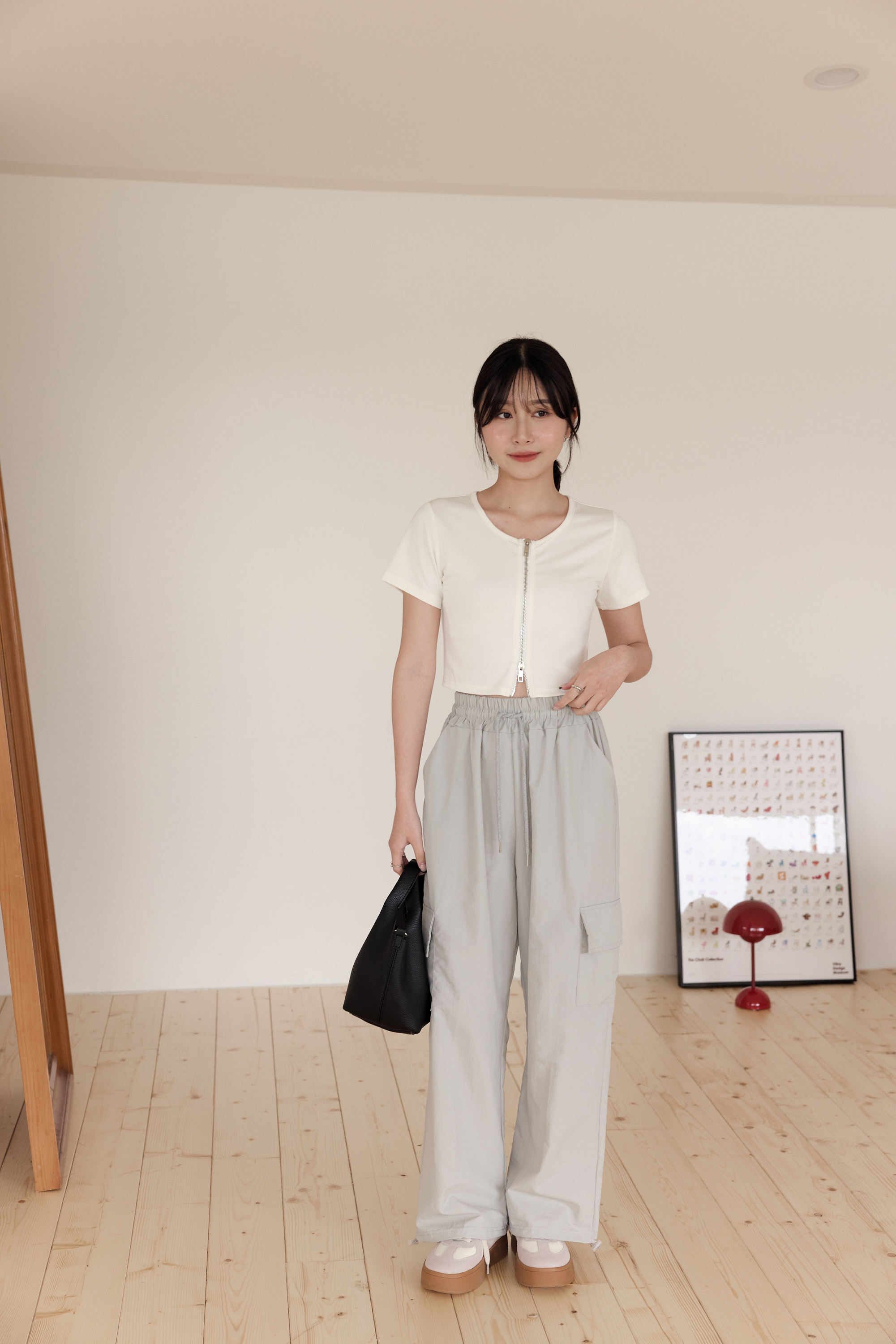 輕薄雙口袋抽繩工裝褲