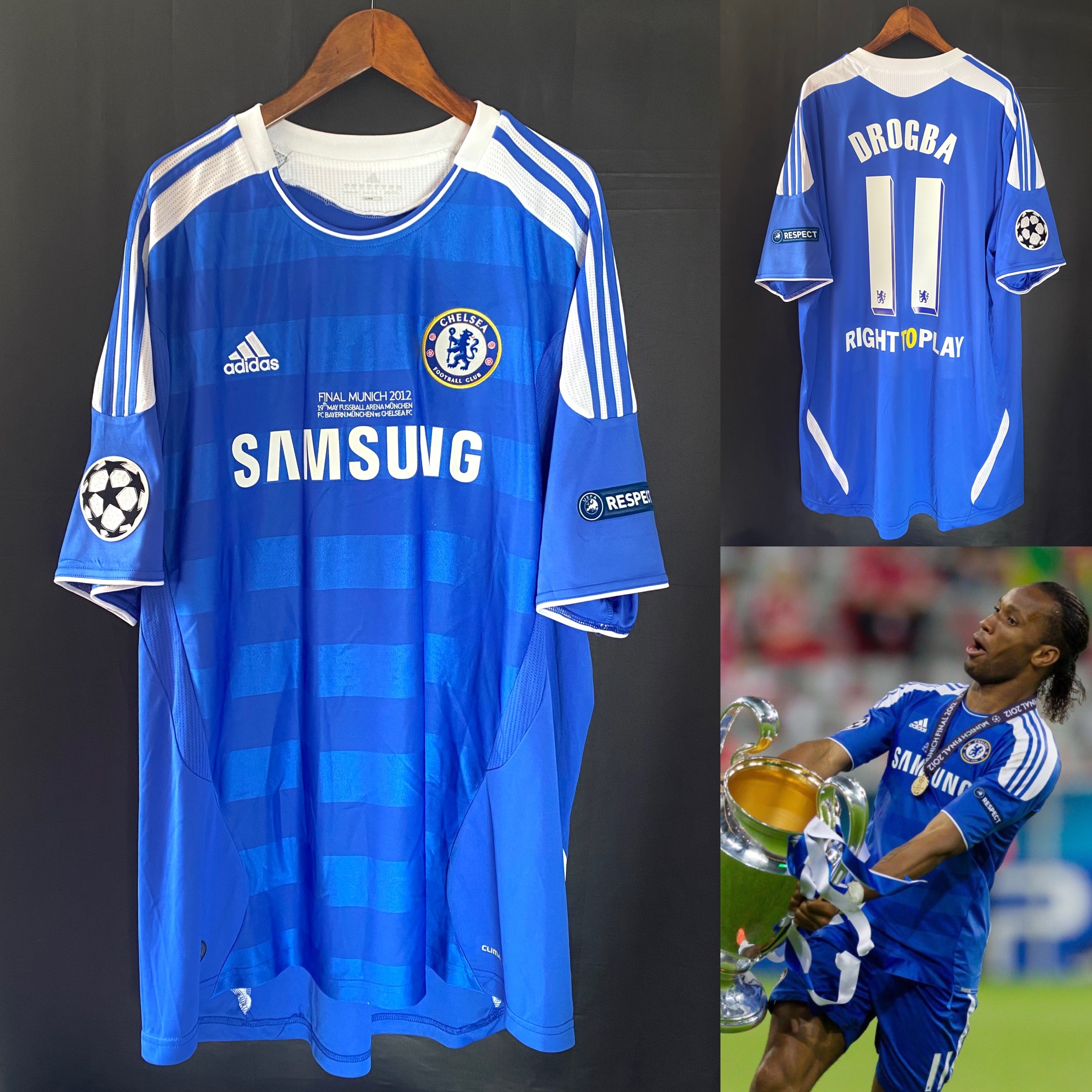 (BNWT) Chelsea 2011-2012 UEFA Champions League Final Adidas Home Shirt #11 DROGBA