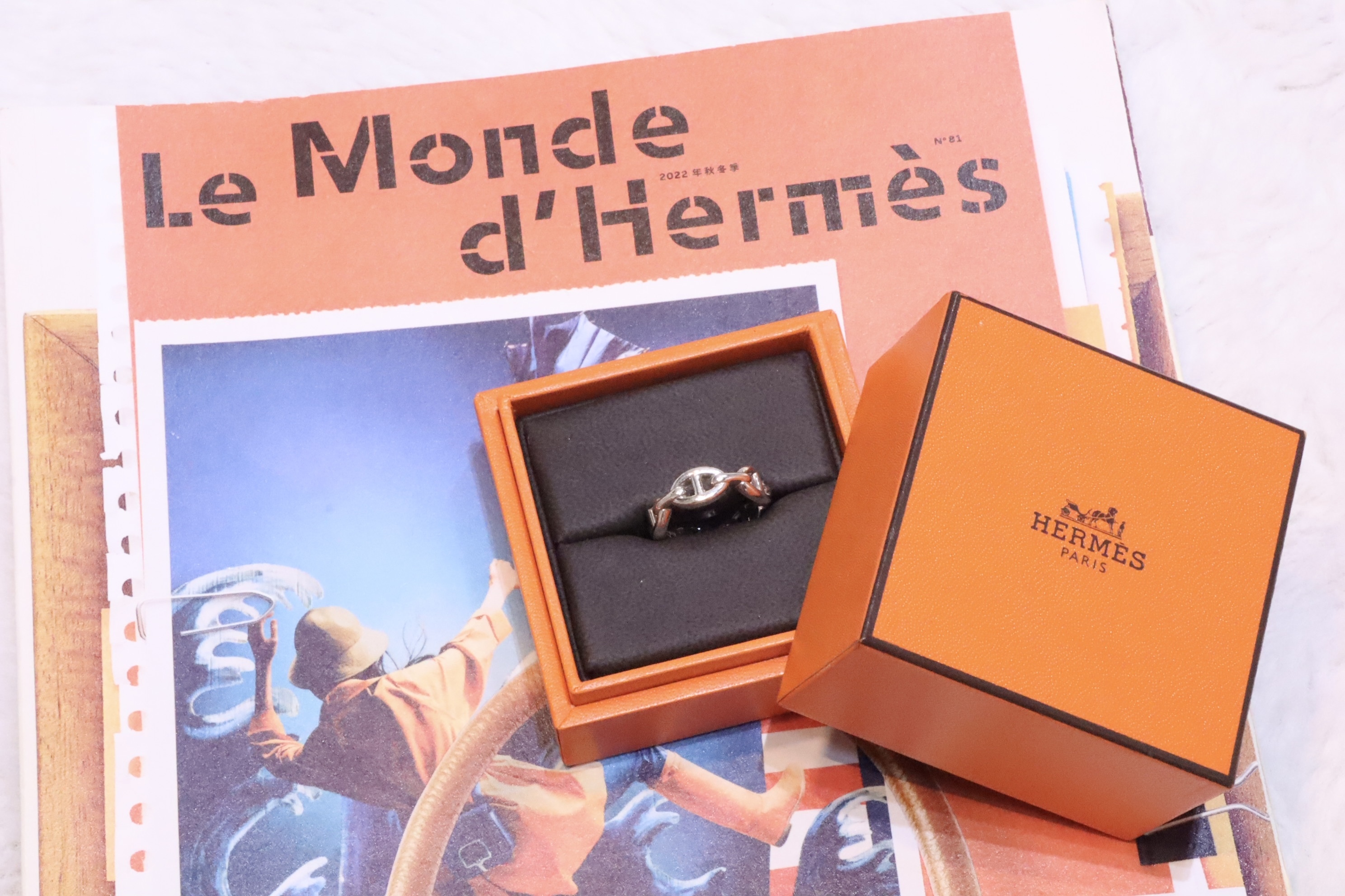 Hermes銀色豬鼻戒指🩶
