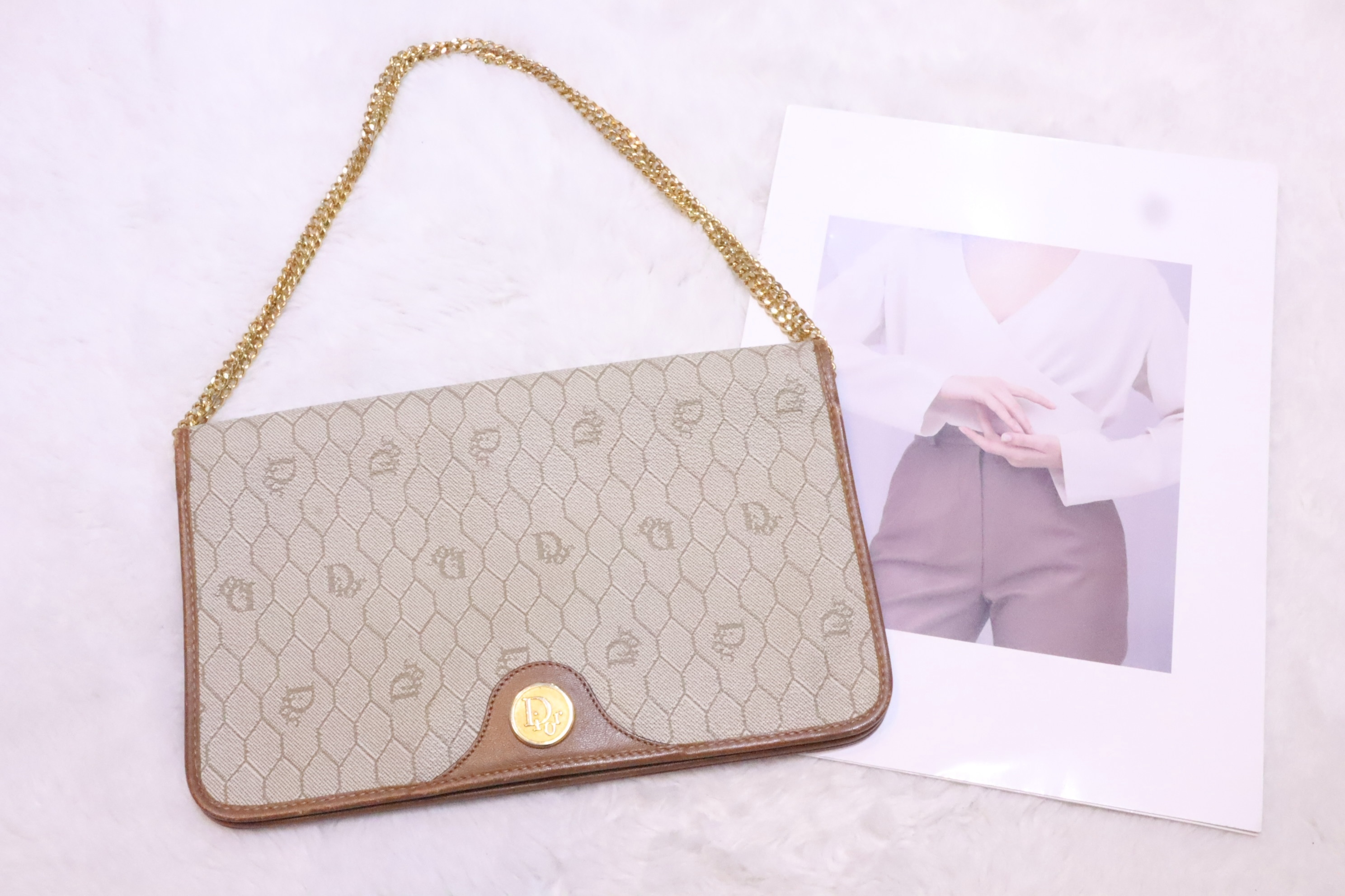 Dior 杏色蜂巢袋🤎