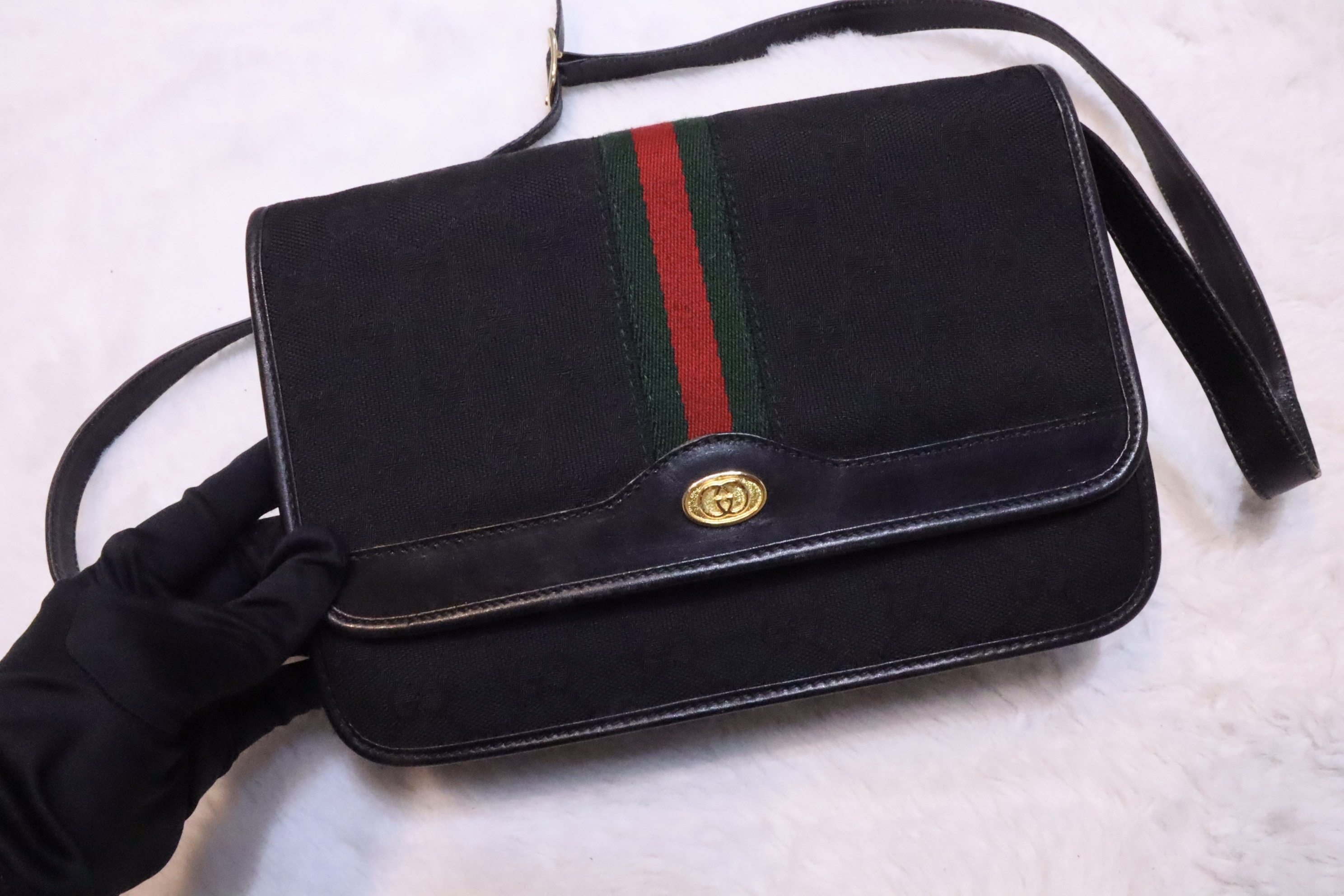 Gucci黑色斜孭袋🖤