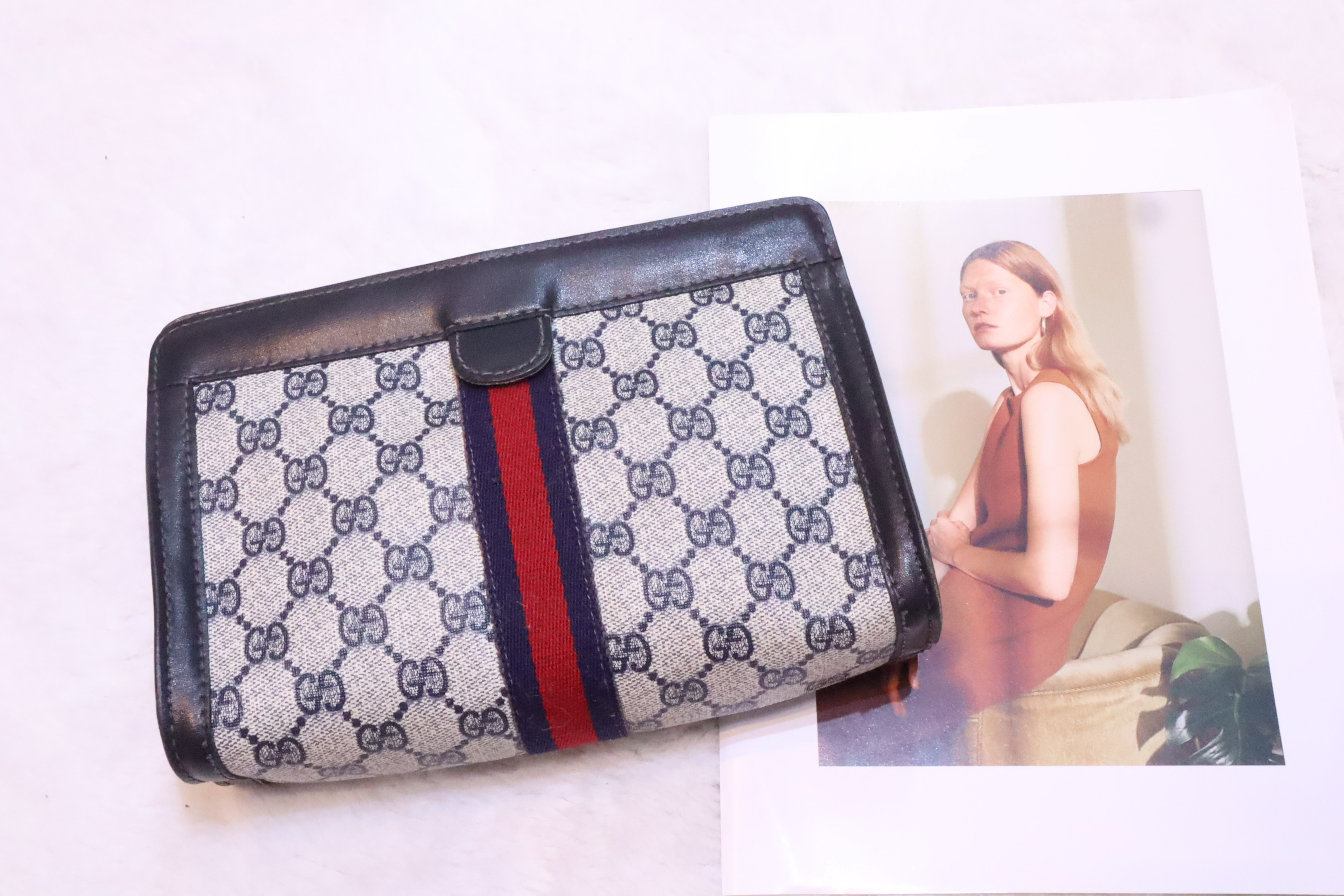 Gucci藍色老花pouch💙