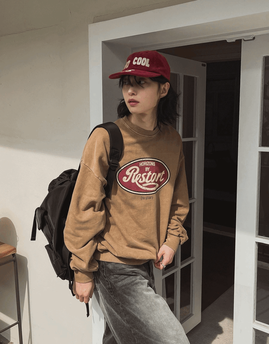 Restart水洗運動衫大學T