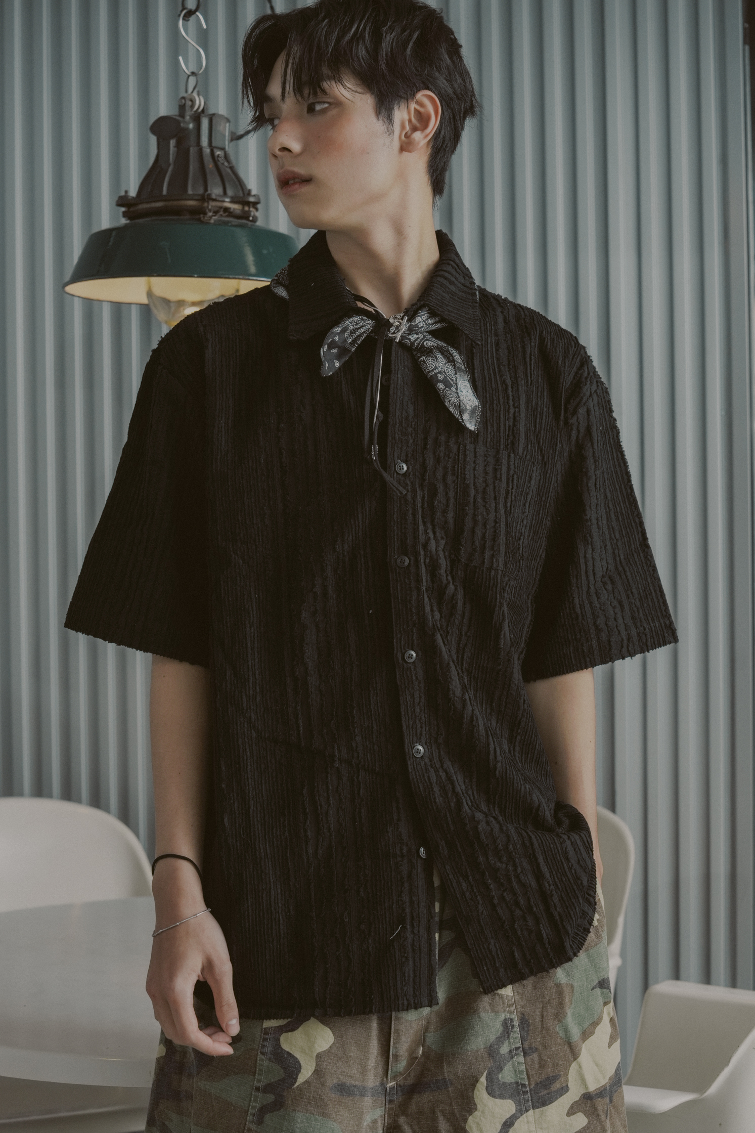 Linen Cutoff Shirt #短襯衫