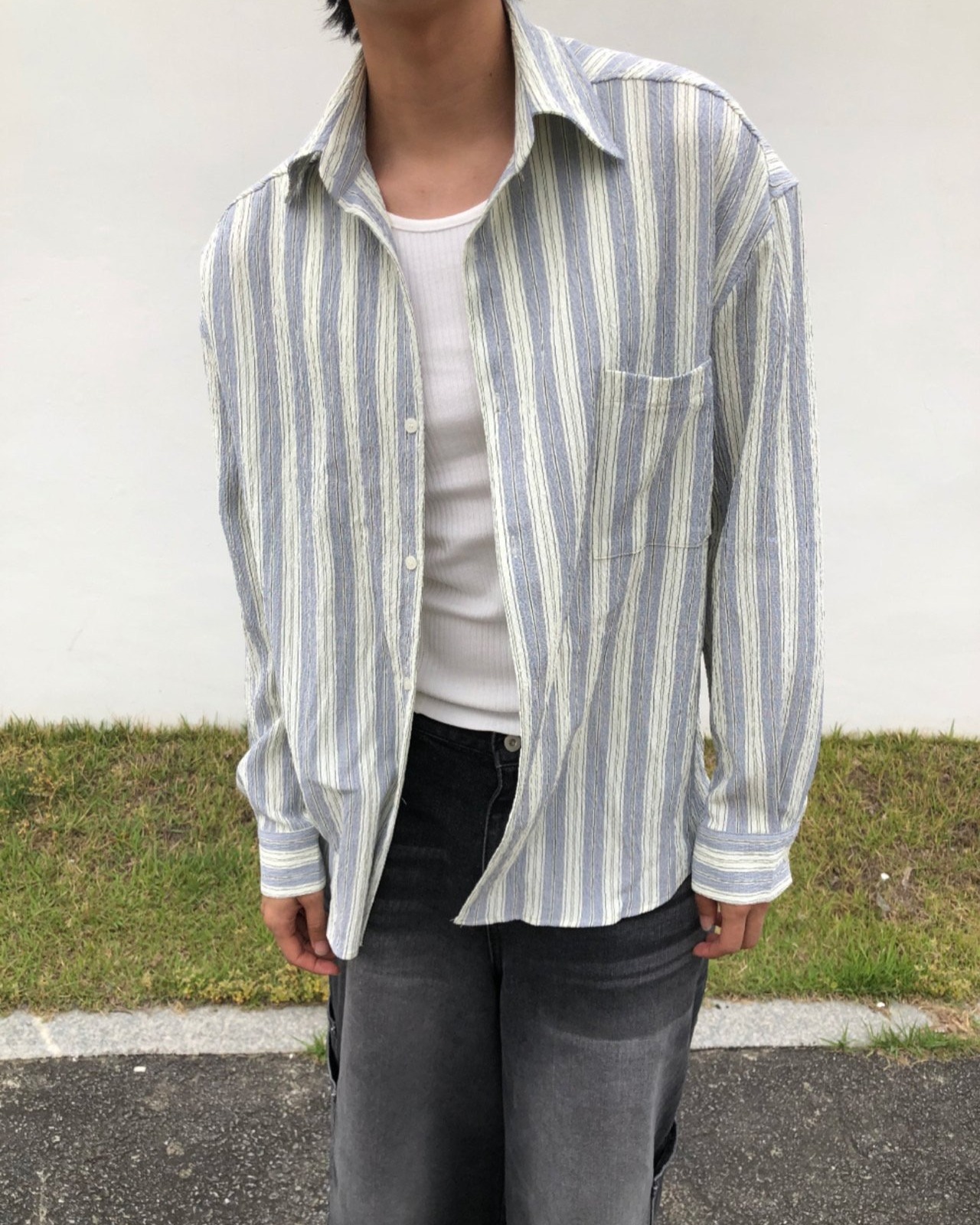 Creed 泡泡紗 ST直條紋襯衫