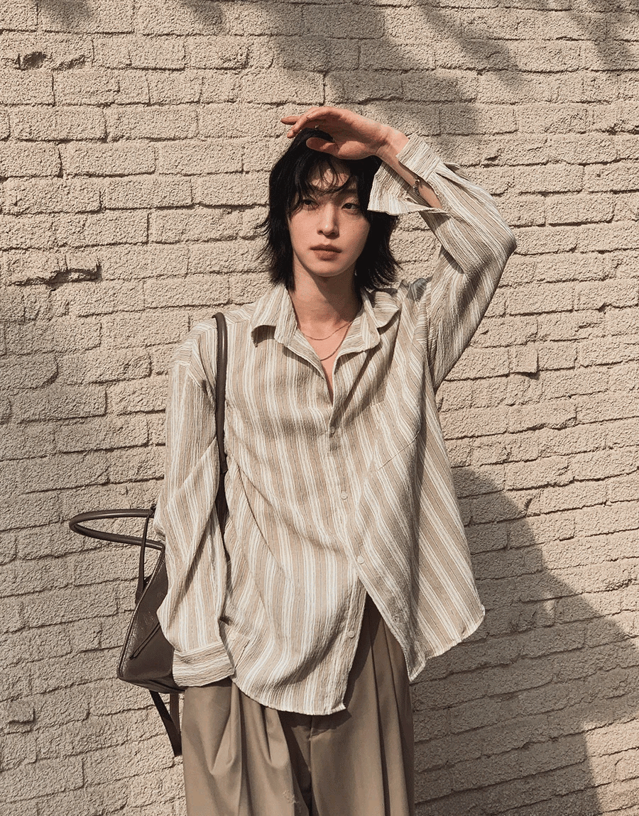 Creed 泡泡紗 ST直條紋襯衫