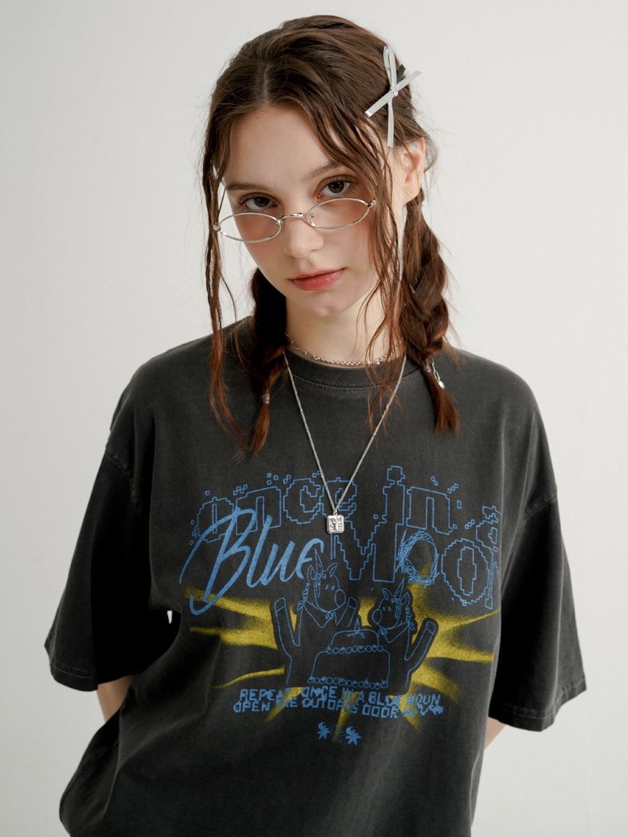 <預購> 韓國 WV PROJECT｜BLUE PONY 刷舊高磅純棉短T