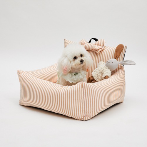 Louisdog 義大利絲棉條紋車用座椅（橘）