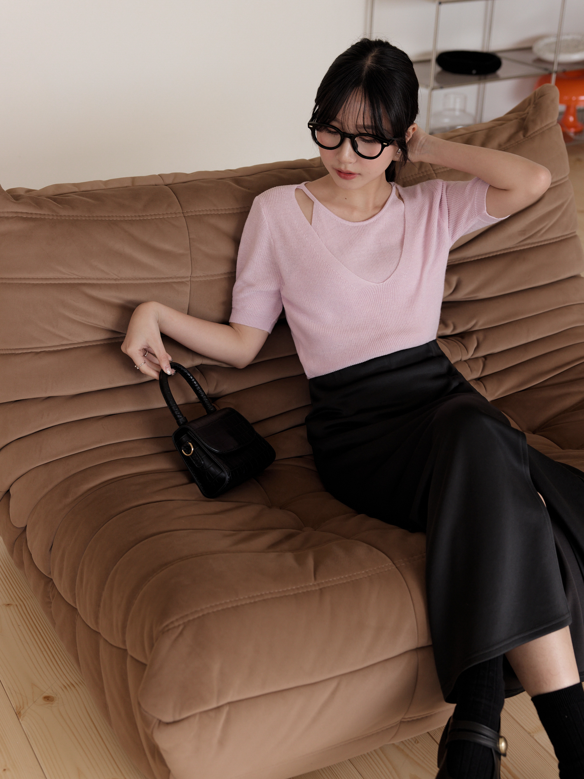 金屬裝飾復古黑框眼鏡