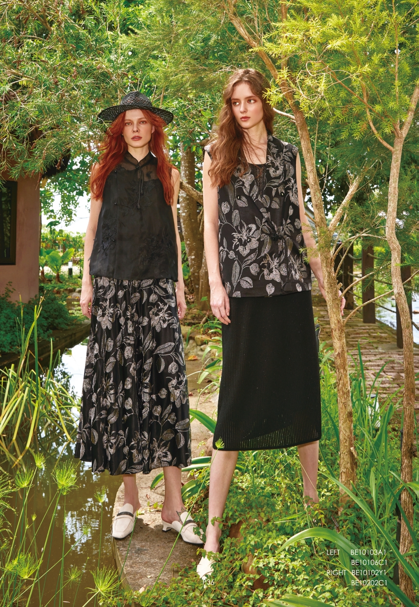 BE10103A1 新中式刺繡烏干絲無袖上衣(高訂款)