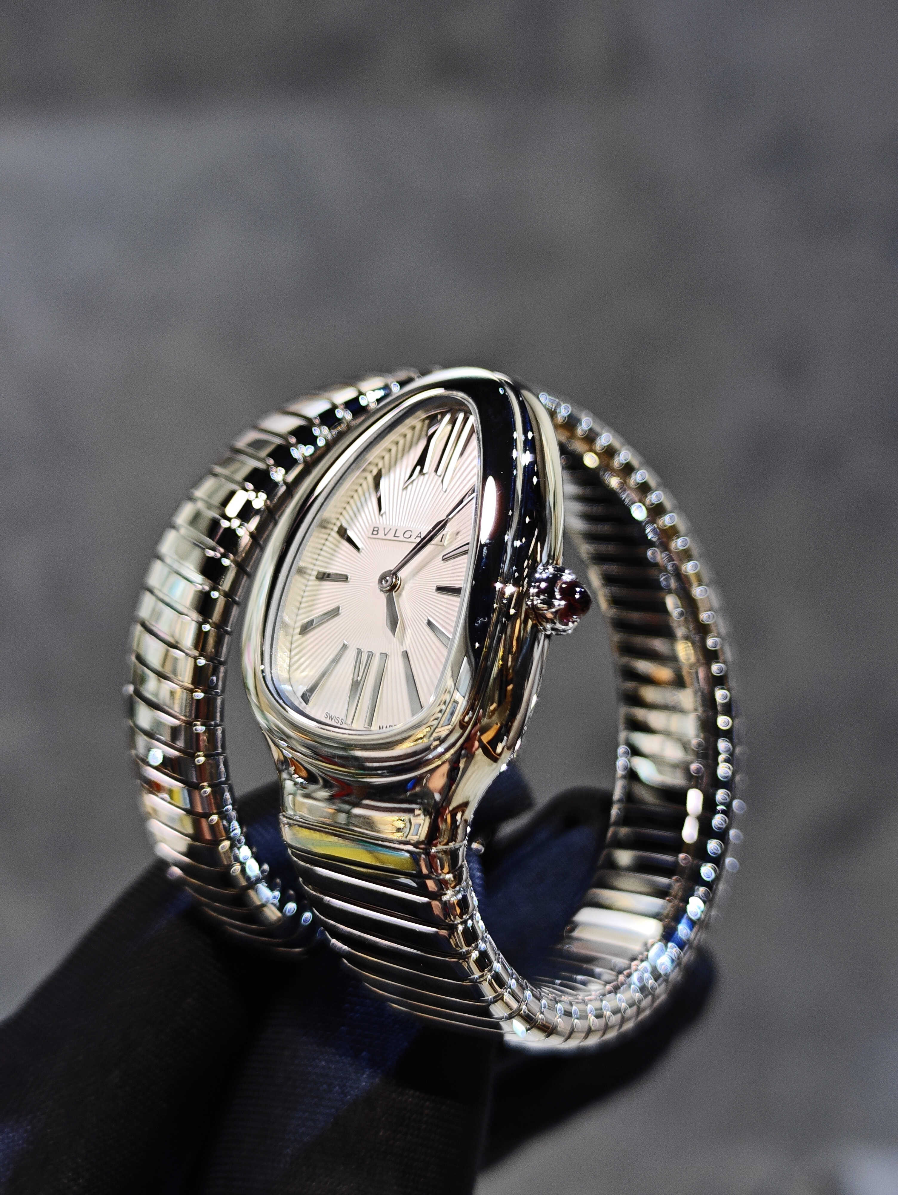 BRAND NEW 101817 BULGARI SERPENTI TUBOGAS SILVER DIAL STEEL 35 MM Small Size