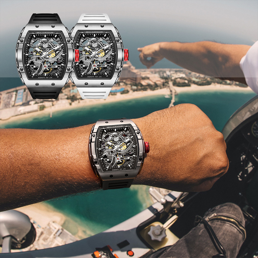 (預購)【GEYA格雅】長城系列 G78135GWKK G78135GWKW 酒桶 鏤空 長城標誌錶蓋 夜光機械錶