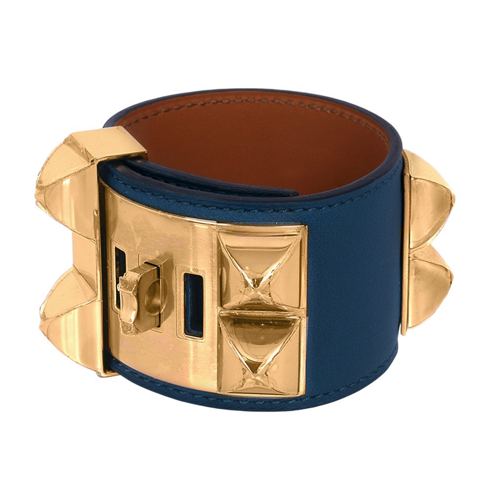 【Hermès】霧面小牛皮 鉚釘金釦CDC手環 (S)