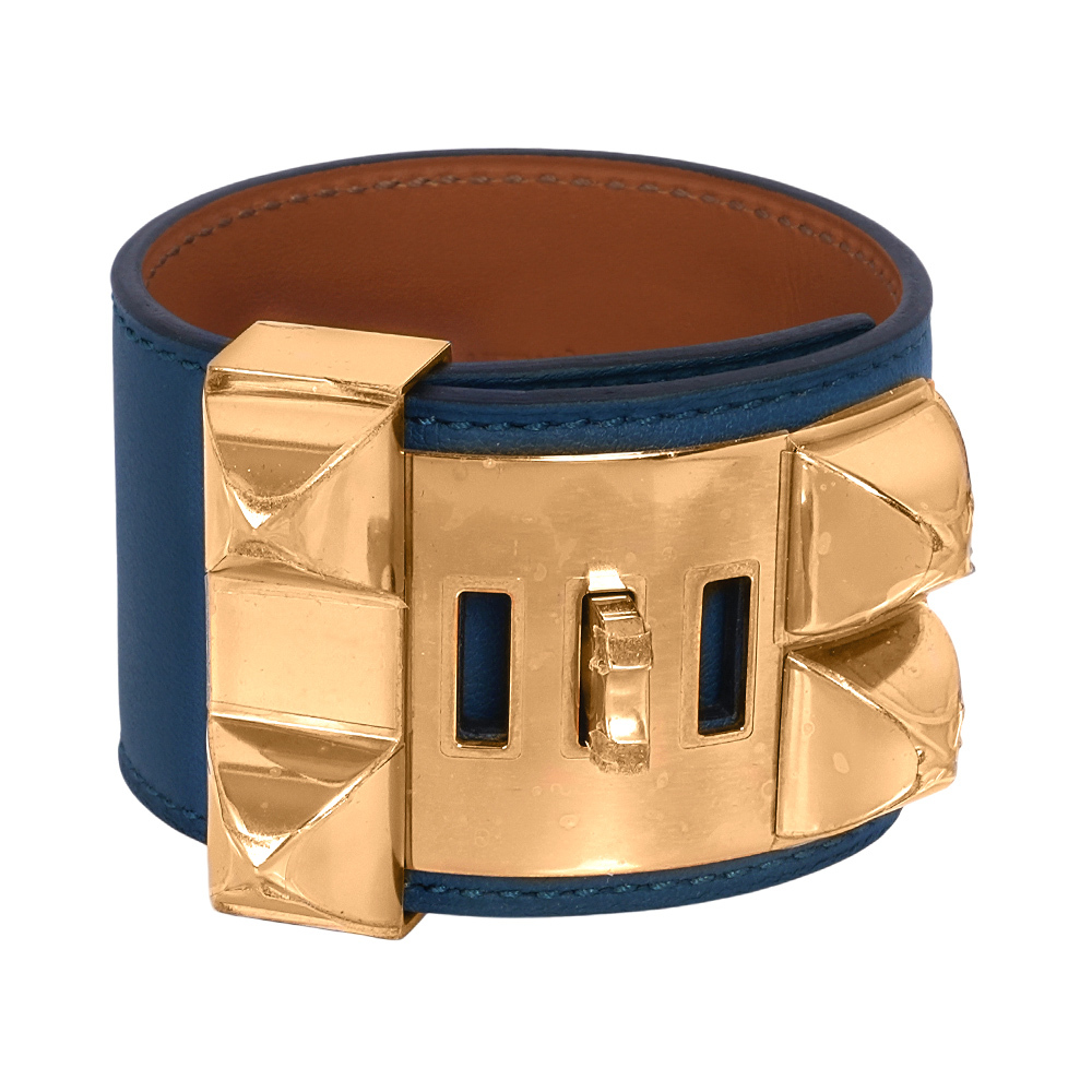 【Hermès】霧面小牛皮 鉚釘金釦CDC手環 (S)