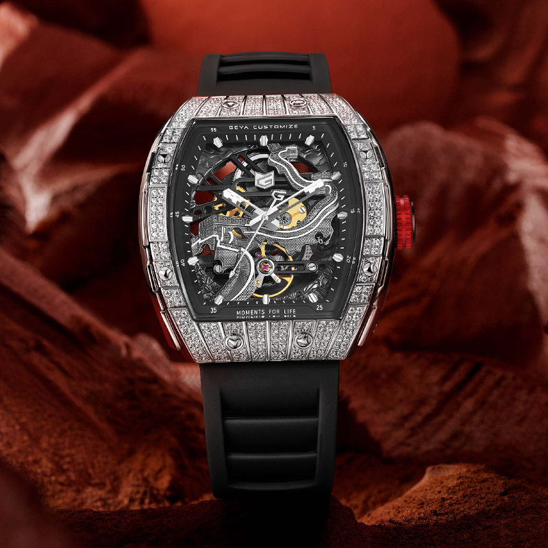 【GEYA格雅】長城系列 G78151GWKK G78151GWKW 酒桶鑽錶 鏤空 長城標誌 夜光機械錶