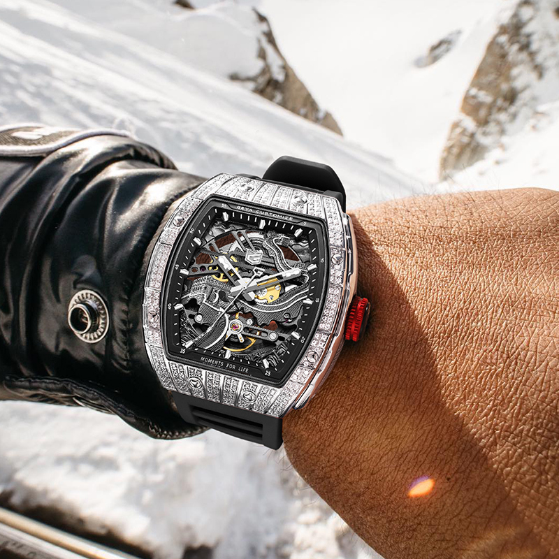 【GEYA格雅】長城系列 G78151GWKK G78151GWKW 酒桶鑽錶 鏤空 長城標誌 夜光機械錶