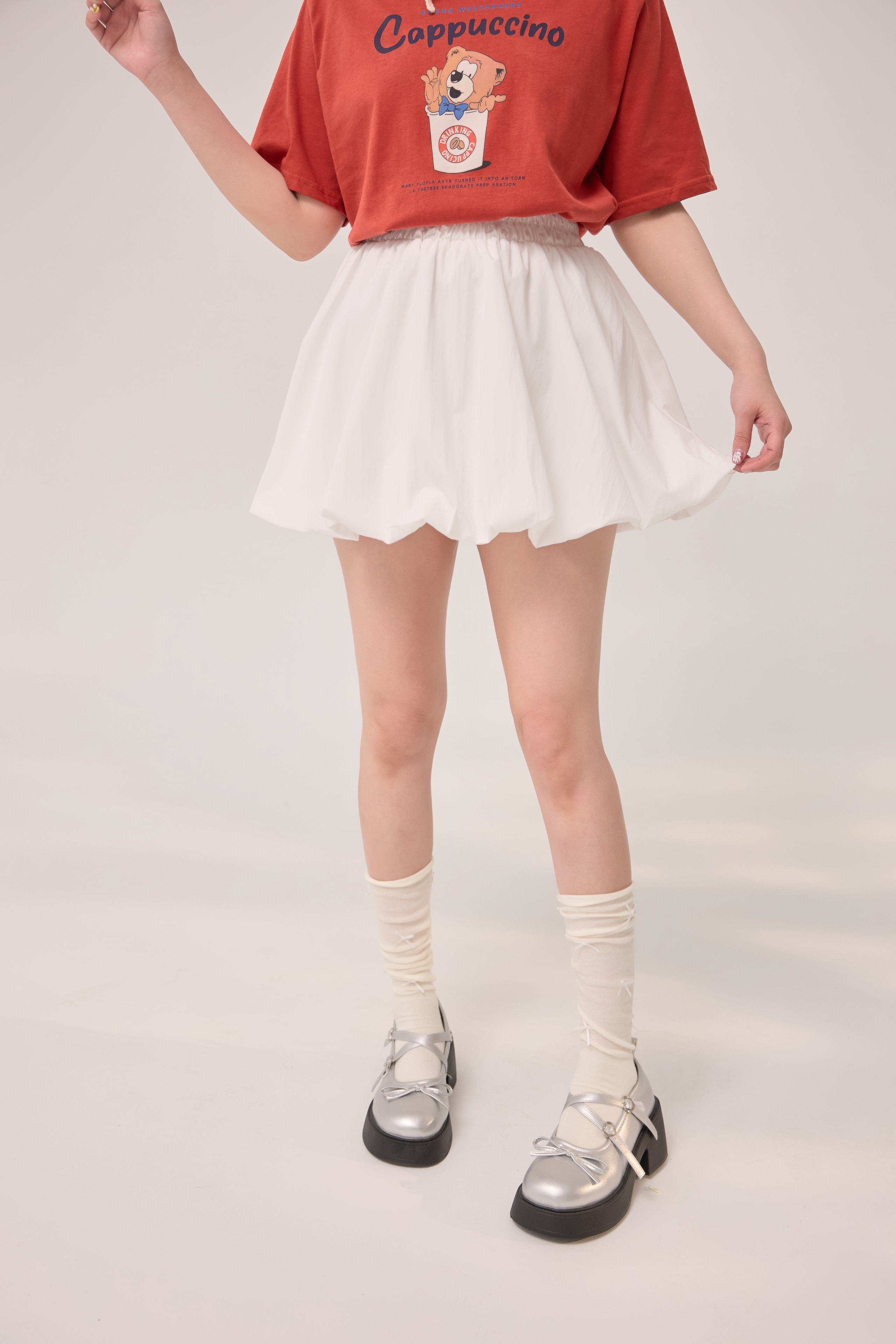 法朵Fado shop｜ 高腰疊搭花苞短裙 4703008