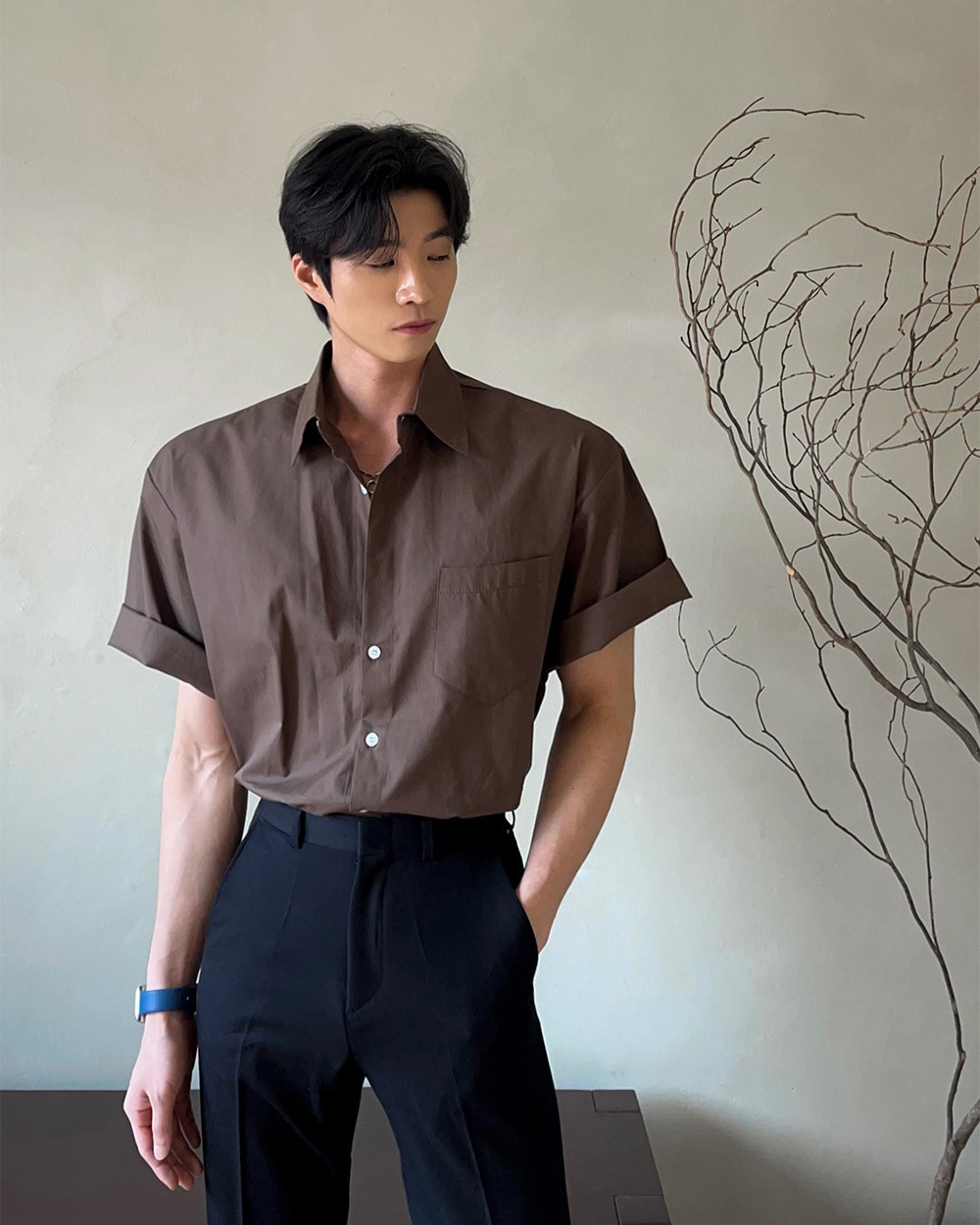 基本款棉質短袖襯衫