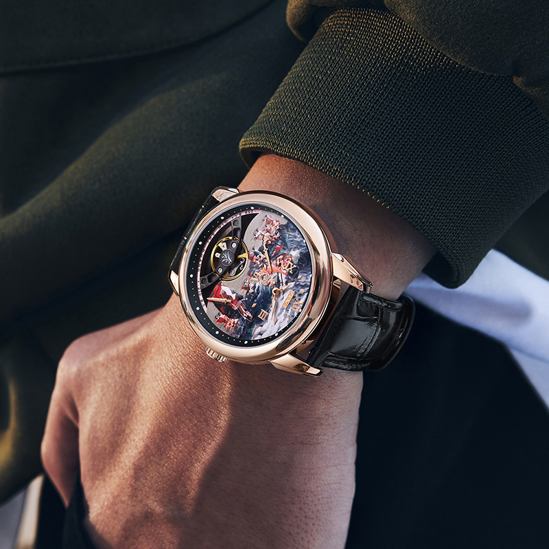 【GEYA格雅】大秦帝國系列 G78168 雙面鏤空 秦始皇一統六國錶盤 夜光 牛皮錶帶 機械 手錶