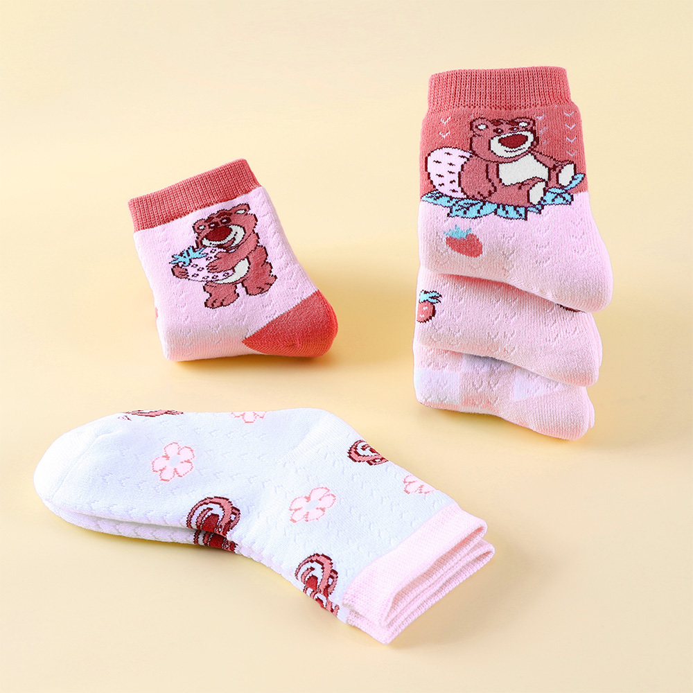 【虎兒寶】迪士尼系列 卡通造型兒童短襪 5 雙組 - 草莓熊 童襪  ( DSS3537) 玩具總動員