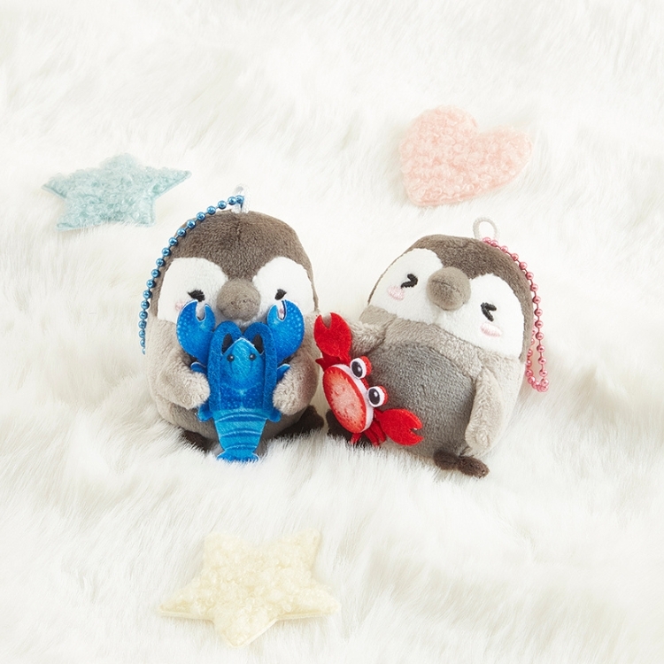 Little Penguin Pair Plush Keychain - Lobster