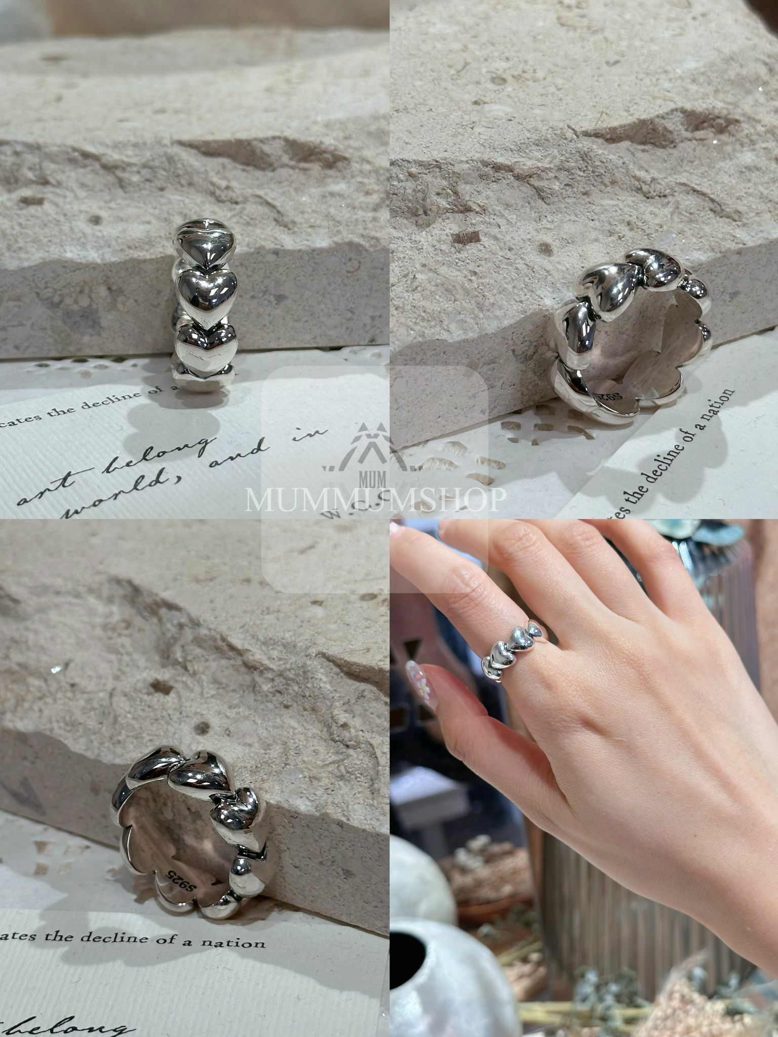 SL1105/sliver 立體心連心介指9號