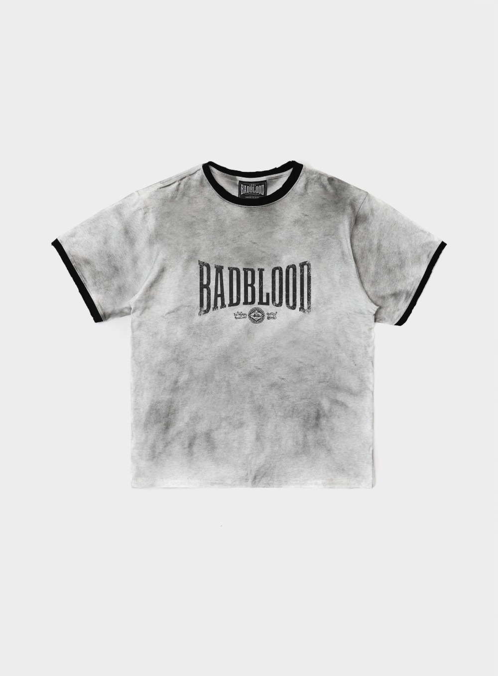 Bad Blood - Curved Logo Dusty Ringer T-Shirt (White)